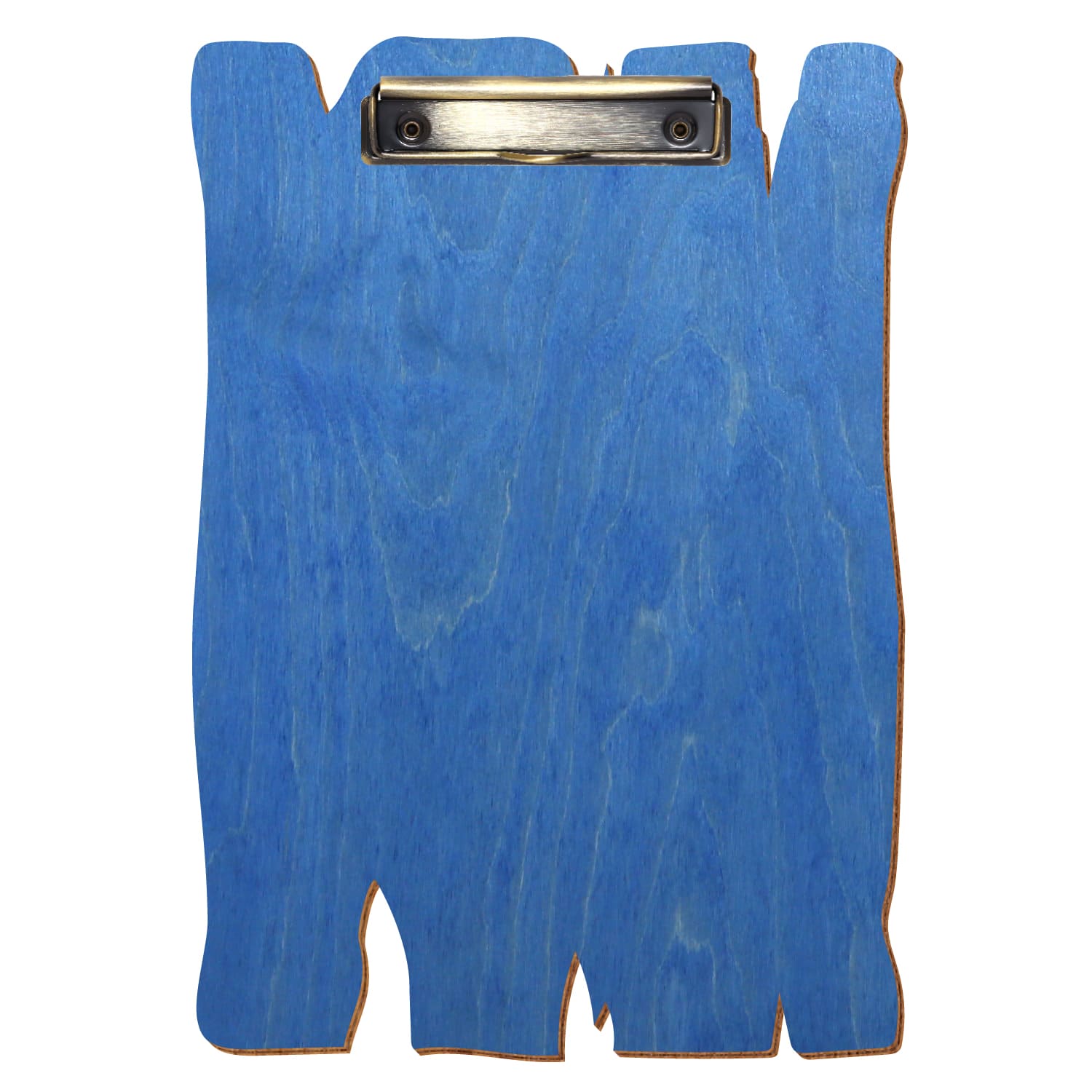 Klemmbrett Holzbrettform Kornblumenblau A4 hochkant Bügelklemme antik