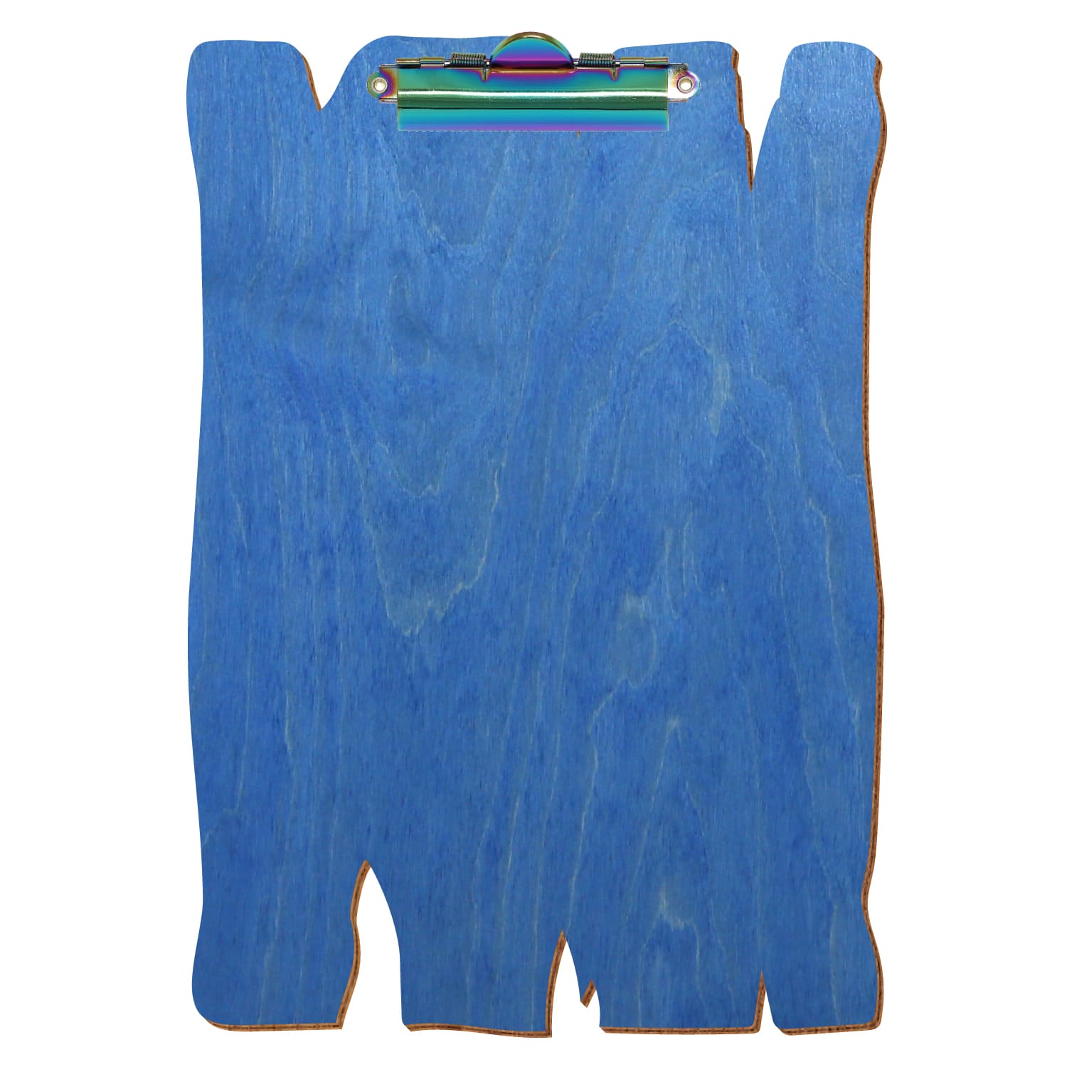 Klemmbrett Holzbrettform Kornblumenblau A4 hochkant Zahnklemme Regenbogen