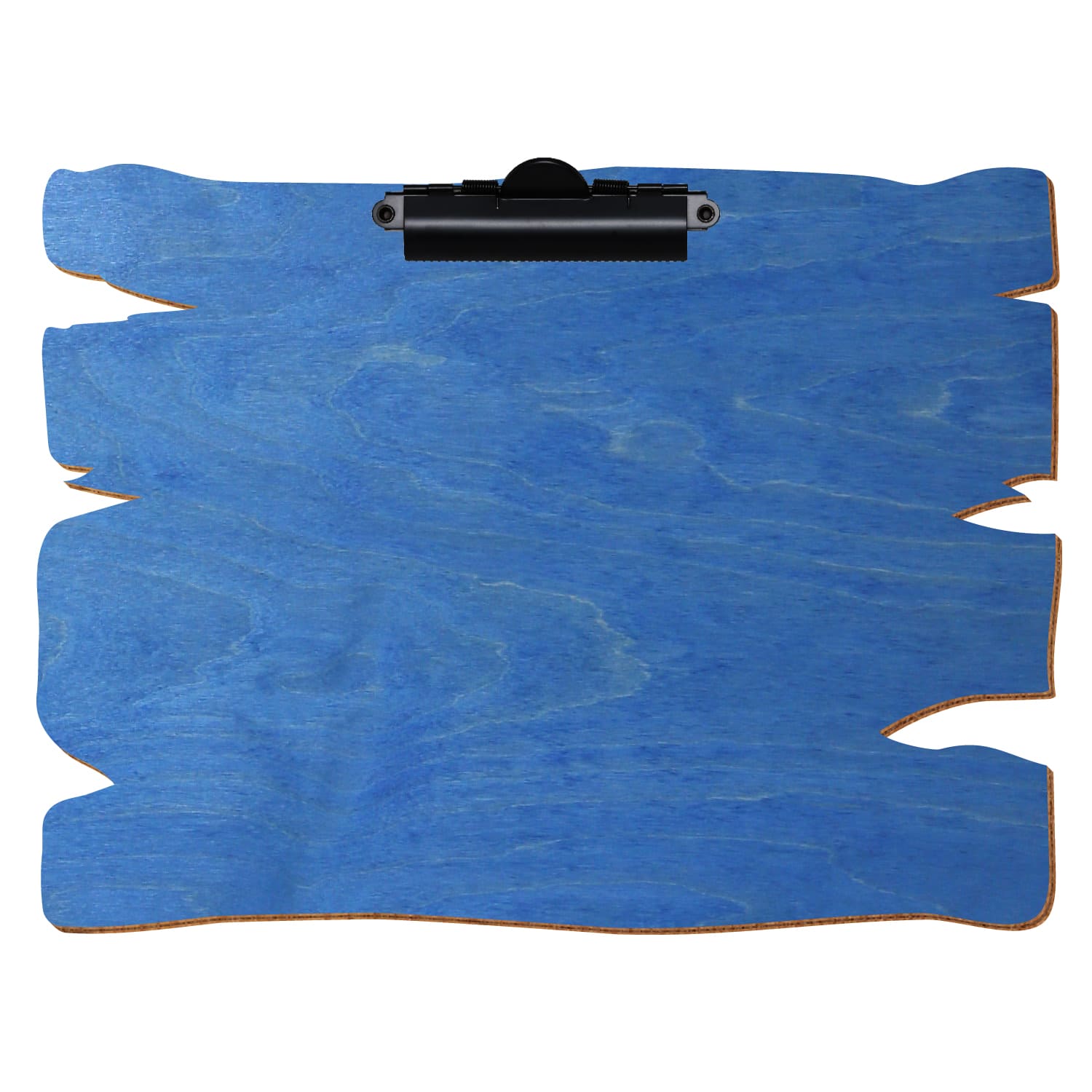 Klemmbrett Holzbrettform Kornblumenblau A4 querkant Zahnklemme schwarz