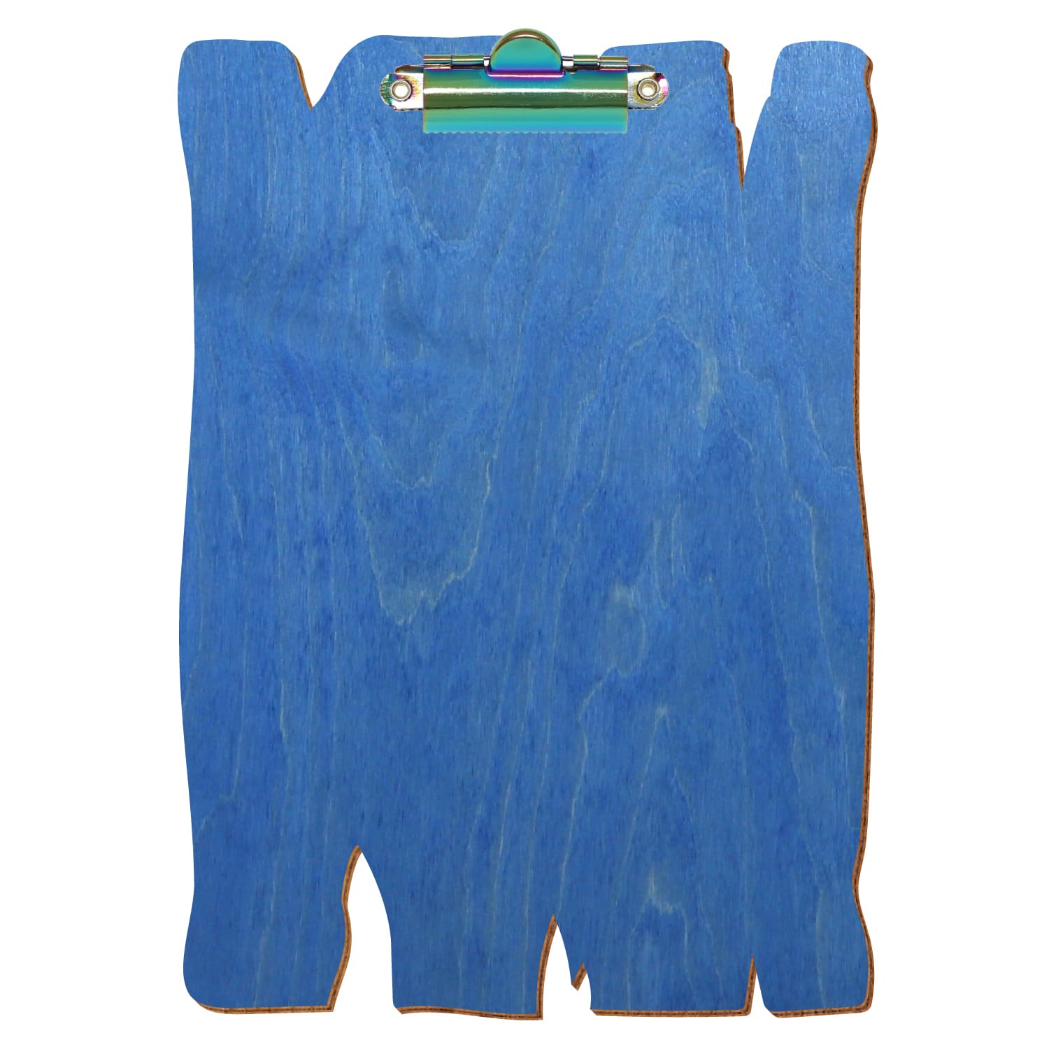 Klemmbrett Holzbrettform Kornblumenblau A5 hochkant Zahnklemme Regenbogen