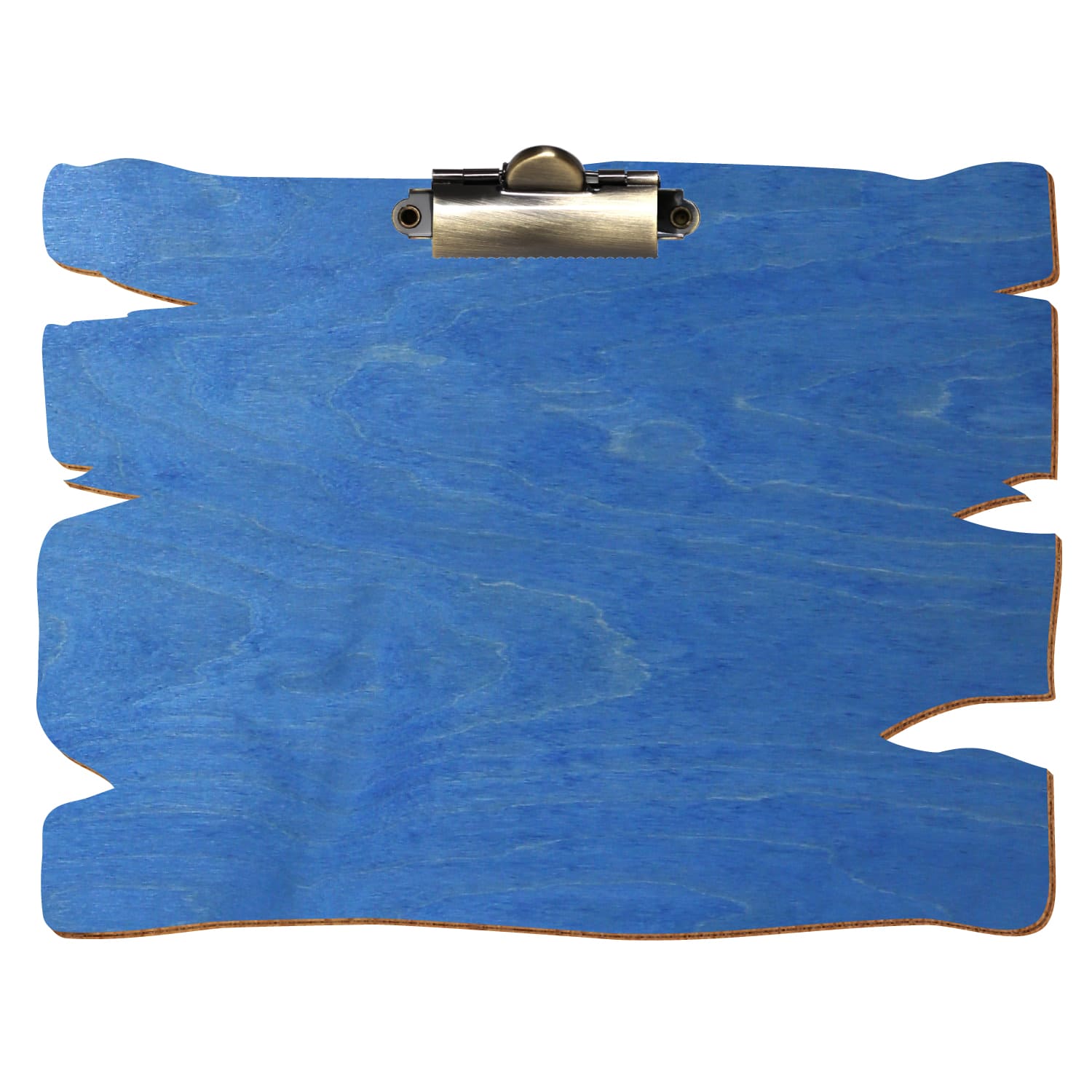 Klemmbrett Holzbrettform Kornblumenblau A5 querkant Zahnklemme antik