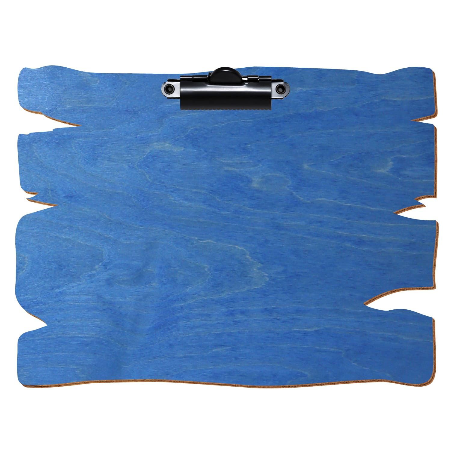 Klemmbrett Holzbrettform Kornblumenblau A5 querkant Zahnklemme schwarz