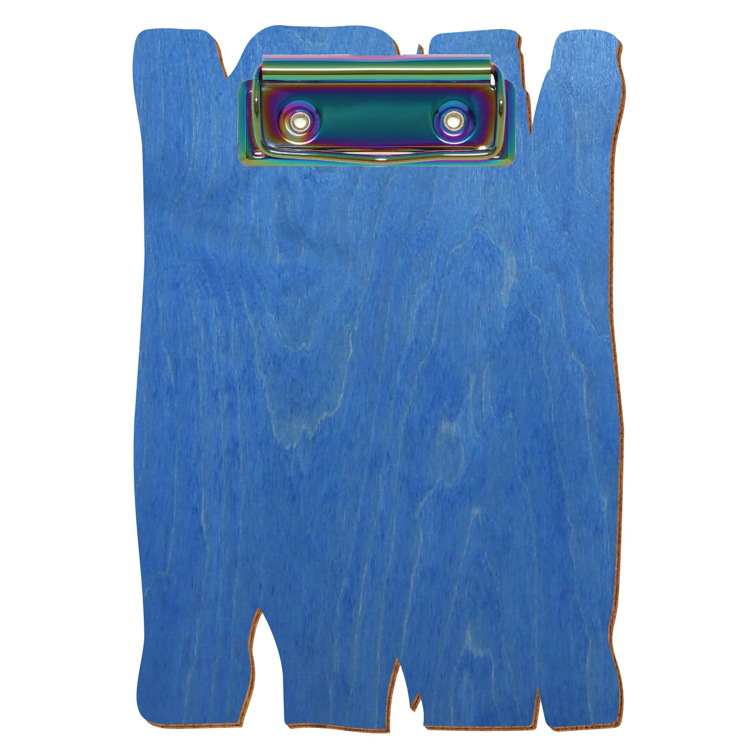 Klemmbrett Holzbrettform Kornblumenblau A6 hochkant Bügelklemme Regenbogen