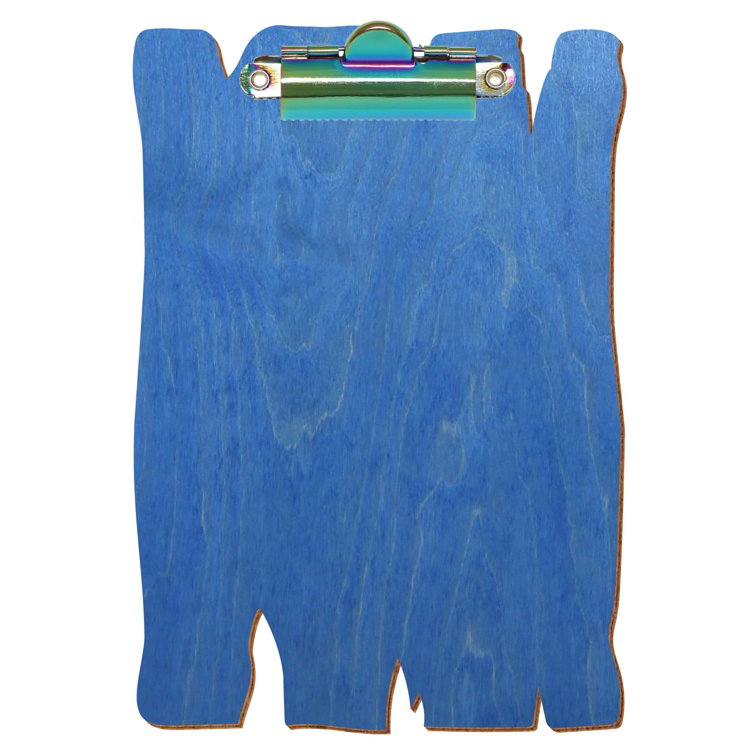 Klemmbrett Holzbrettform Kornblumenblau A6 hochkant Zahnklemme Regenbogen