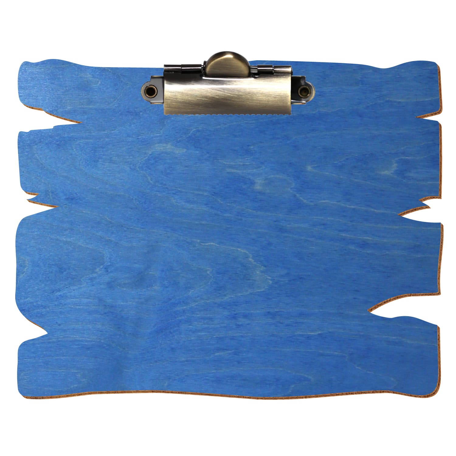 Klemmbrett Holzbrettform Kornblumenblau A6 querkant Zahnklemme antik