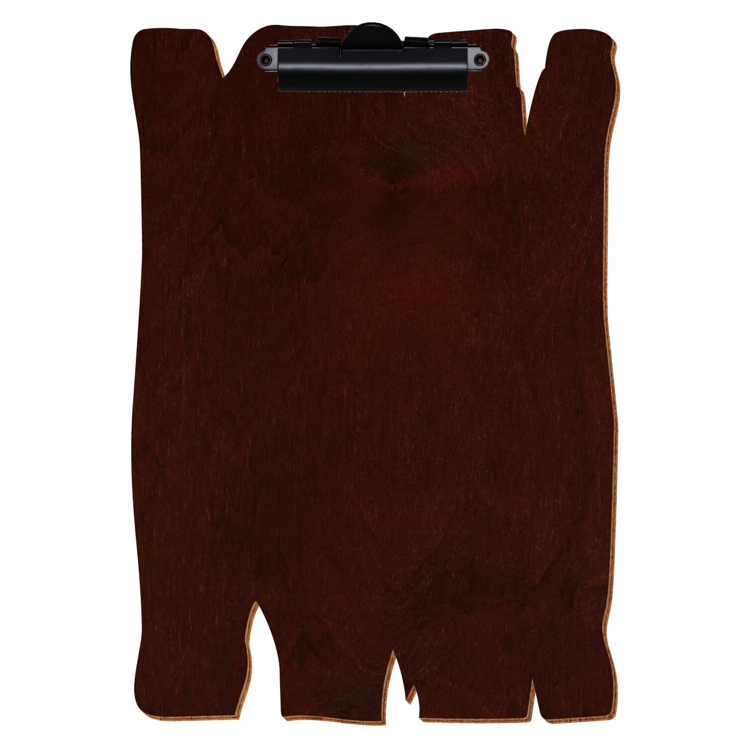 Klemmbrett Holzbrettform Nussbaum dunkel A4 hochkant Zahnklemme schwarz