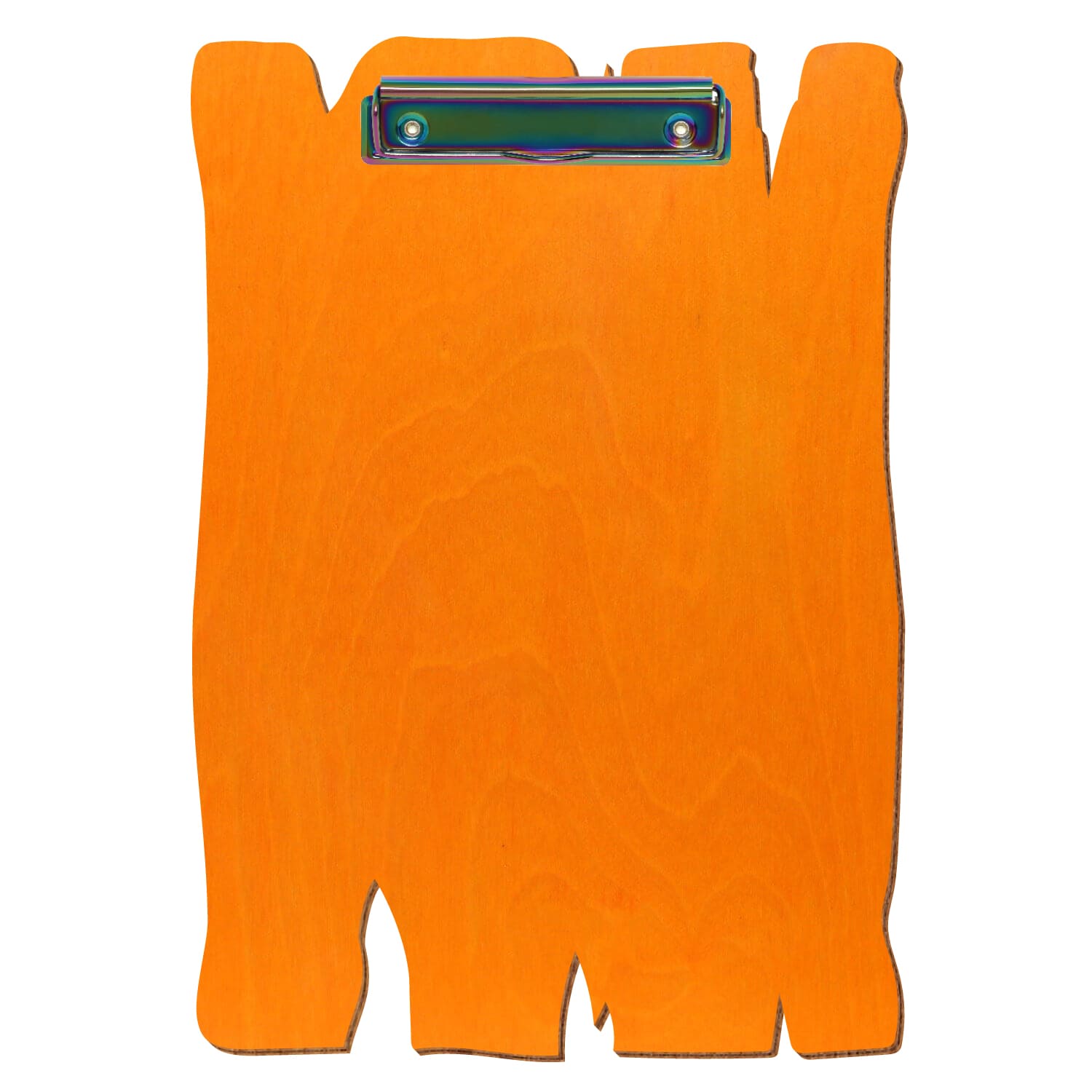 Klemmbrett Holzbrettform Orange A4 hochkant Bügelklemme Regenbogen