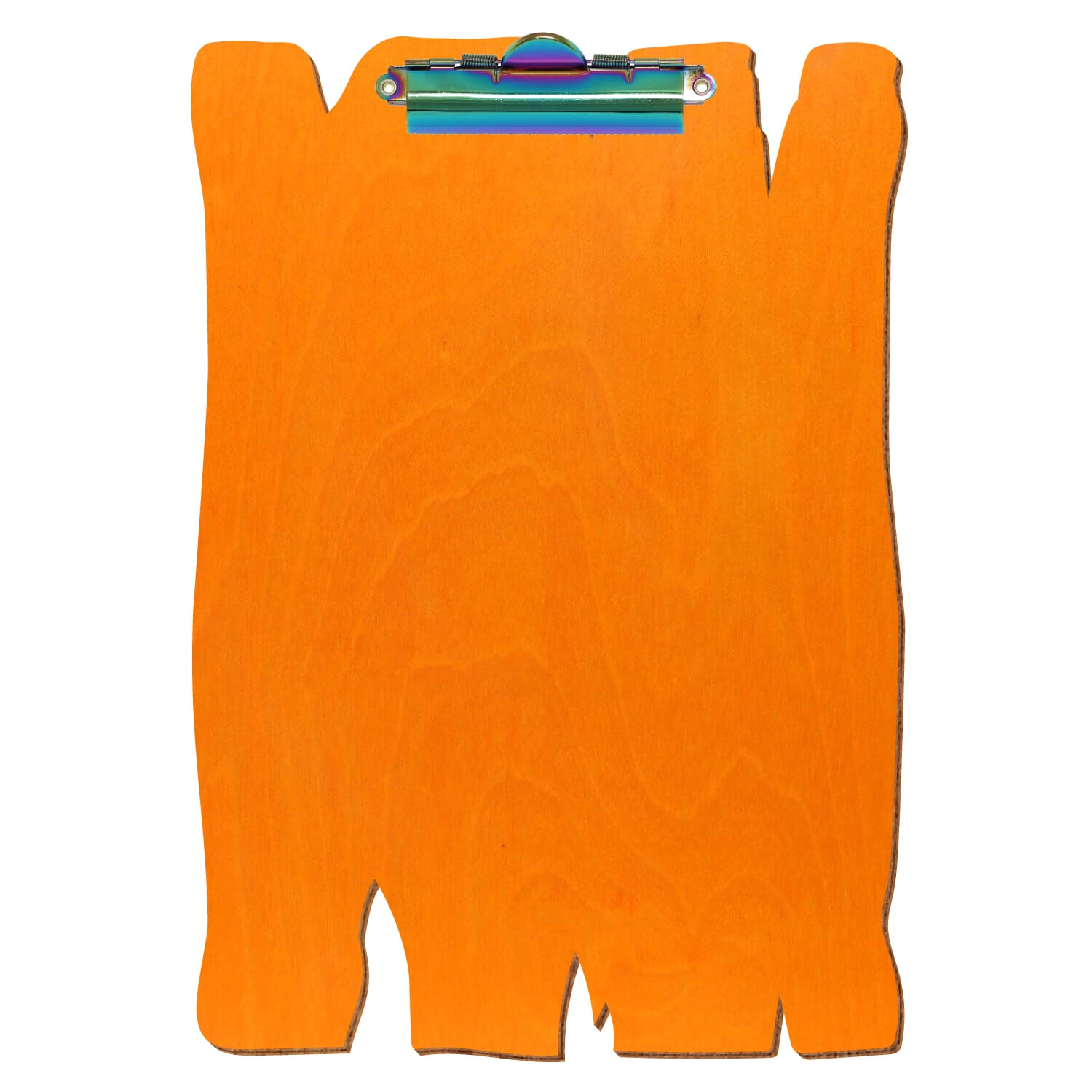 Klemmbrett Holzbrettform Orange A4 hochkant Zahnklemme Regenbogen