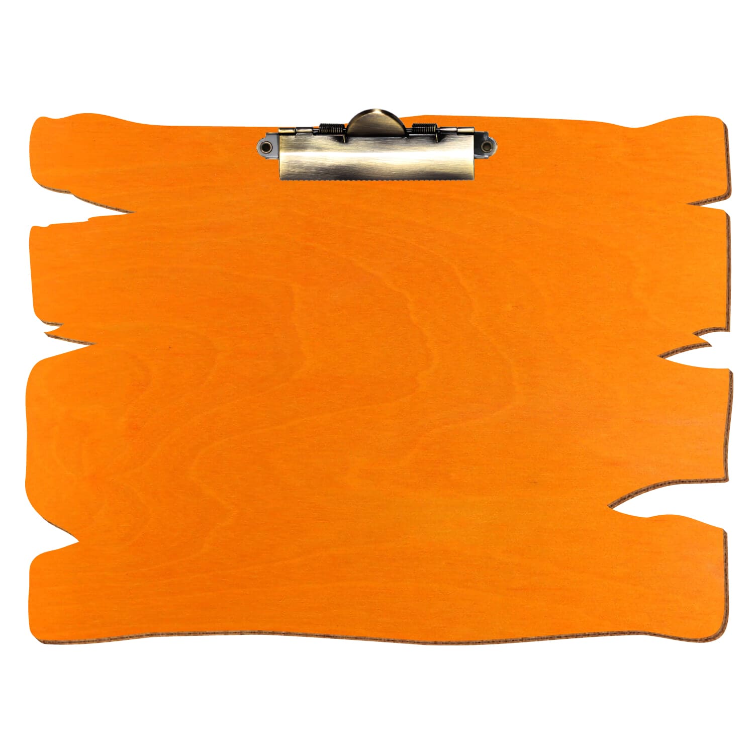 Klemmbrett Holzbrettform Orange A4 querkant Zahnklemme antik