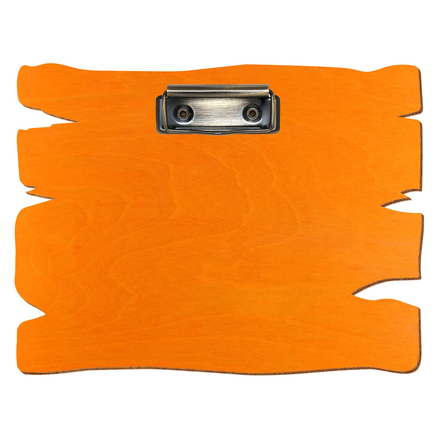 Klemmbrett Holzbrettform Orange A5 querkant Bügelklemme antik