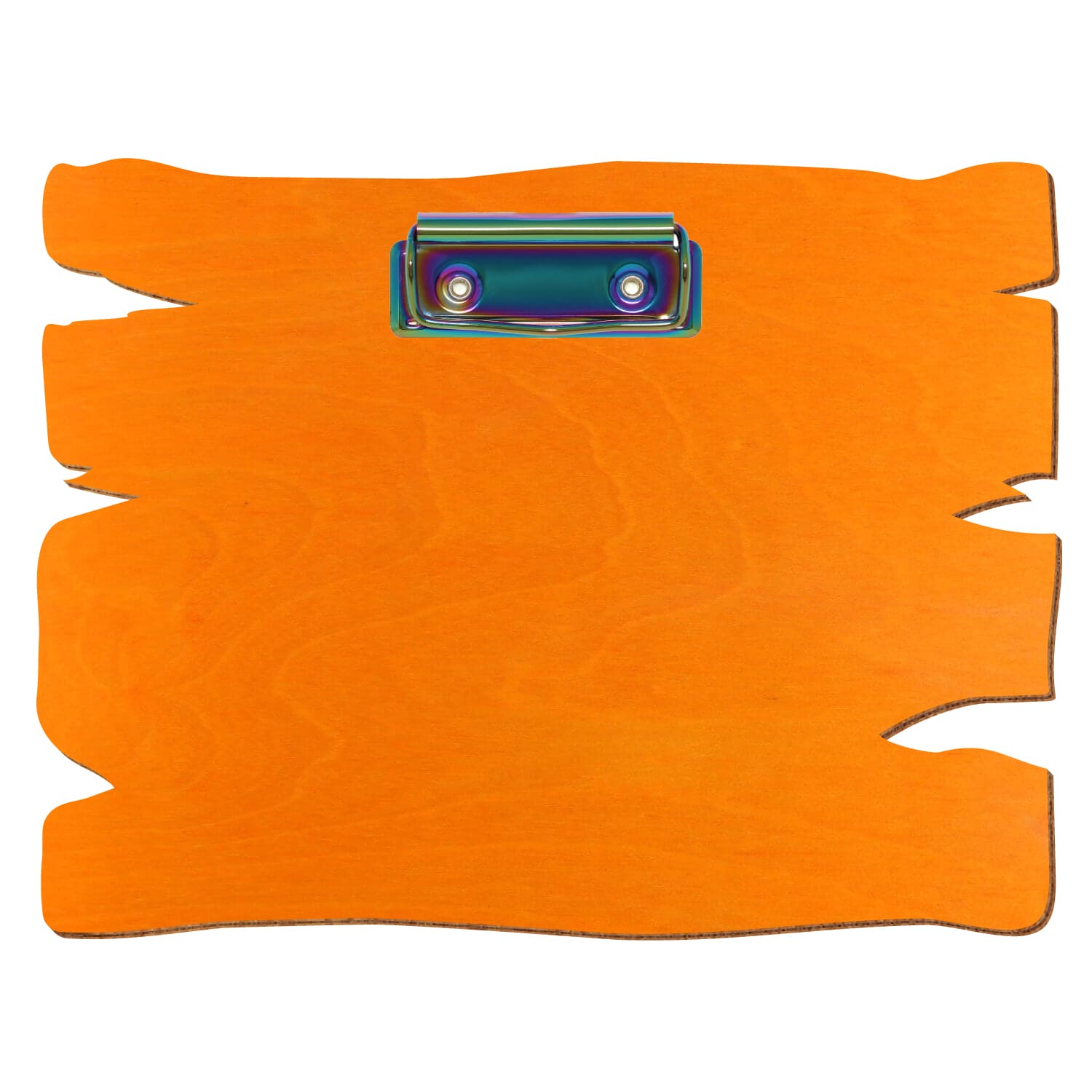Klemmbrett Holzbrettform Orange A5 querkant Bügelklemme Regenbogen