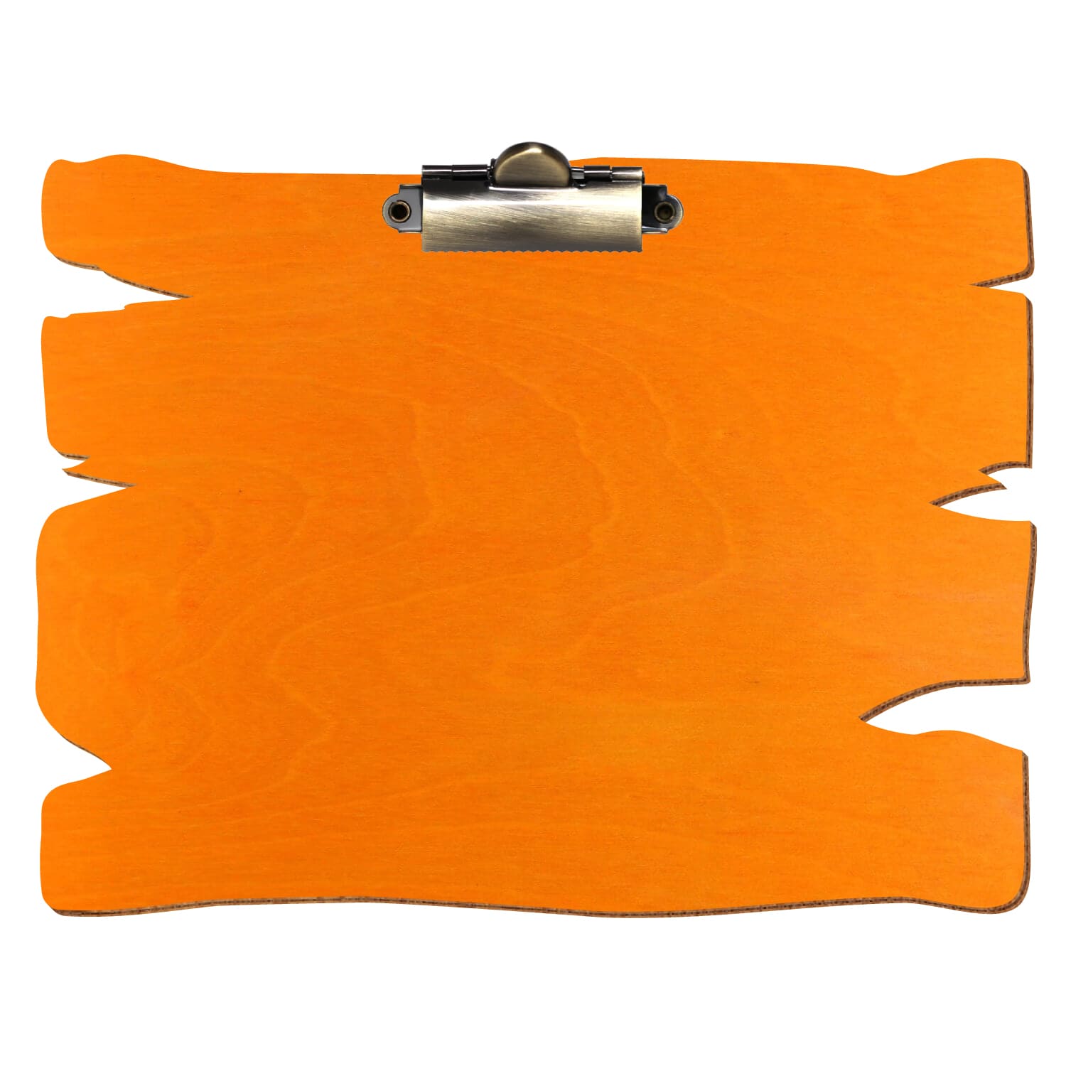 Klemmbrett Holzbrettform Orange A5 querkant Zahnklemme antik