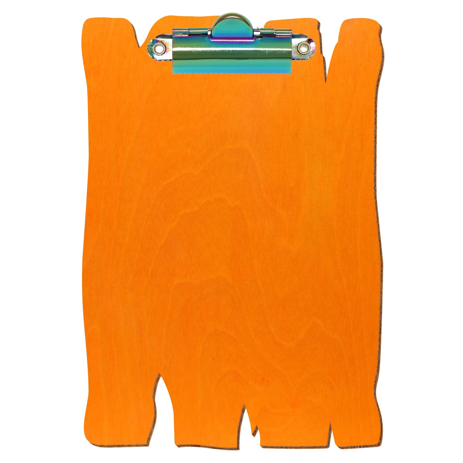 Klemmbrett Holzbrettform Orange A6 hochkant Zahnklemme Regenbogen
