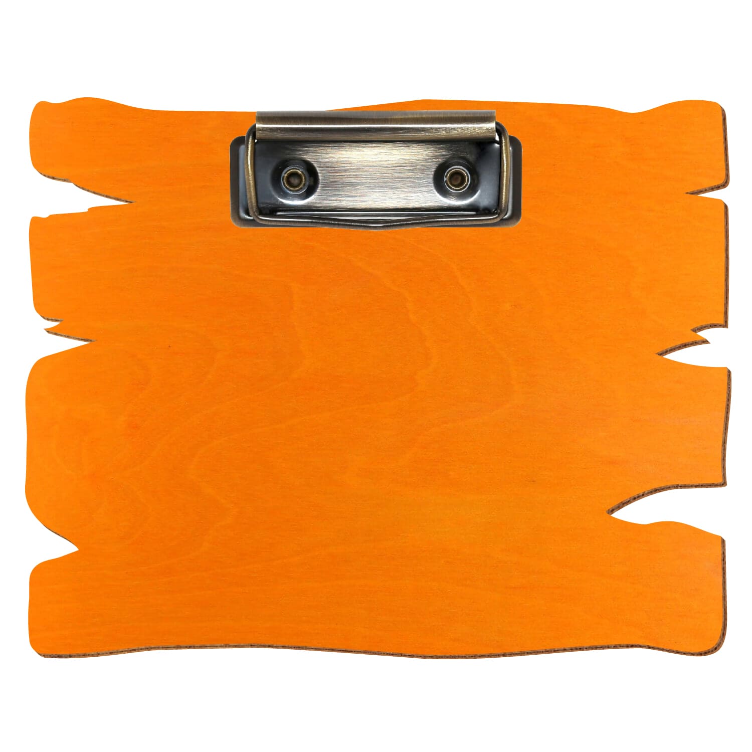 Klemmbrett Holzbrettform Orange A6 querkant Bügelklemme antik