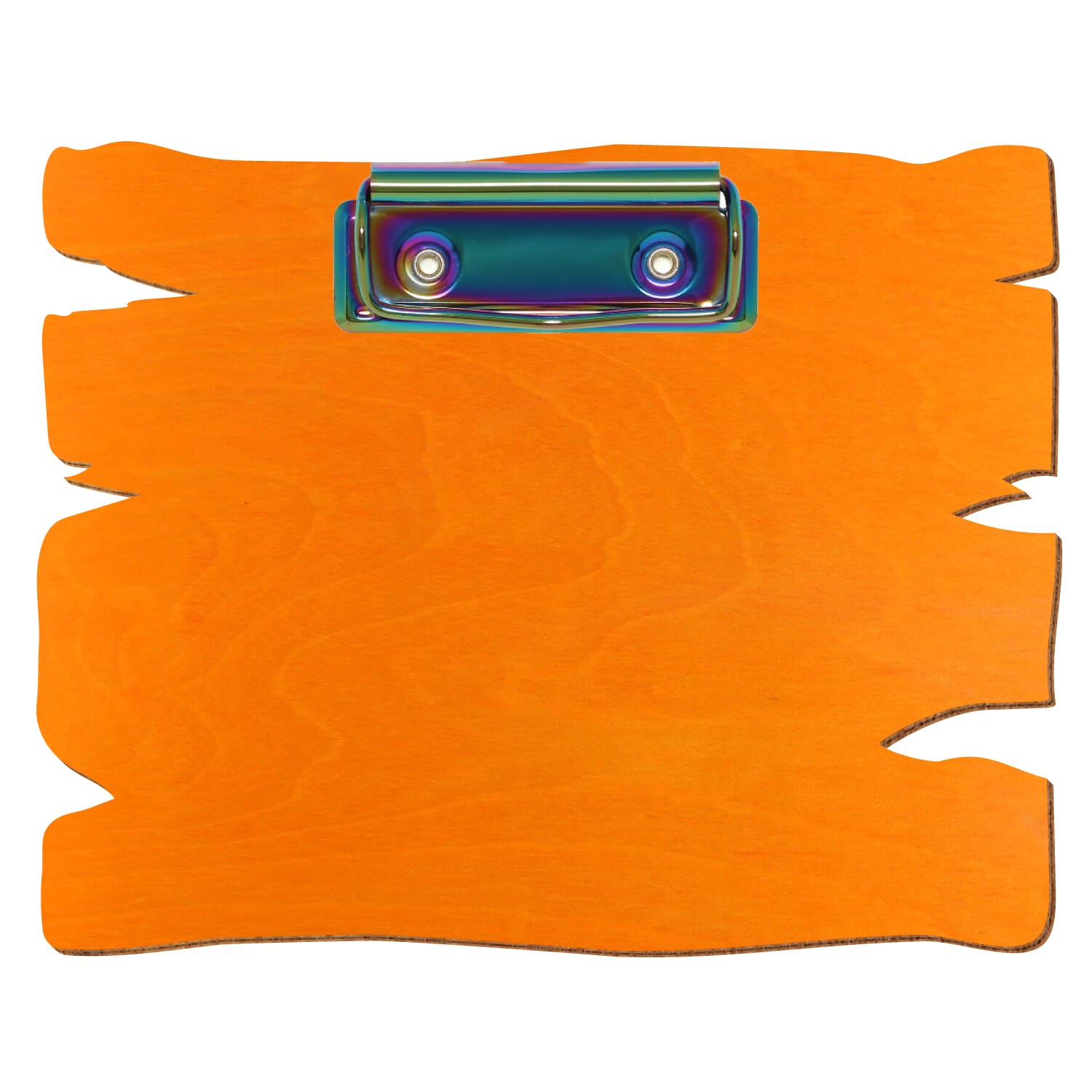 Klemmbrett Holzbrettform Orange A6 querkant Bügelklemme Regenbogen