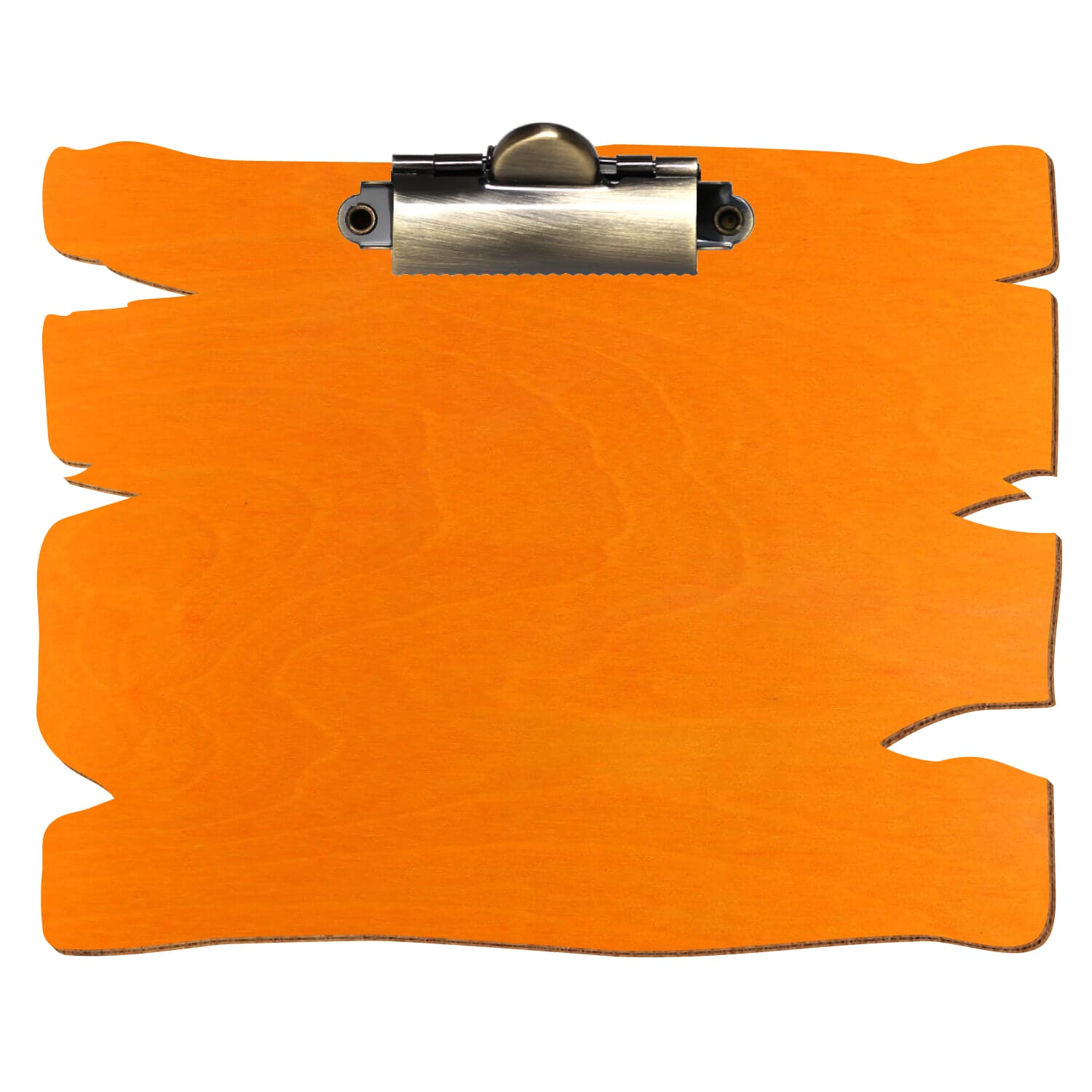 Klemmbrett Holzbrettform Orange A6 querkant Zahnklemme antik