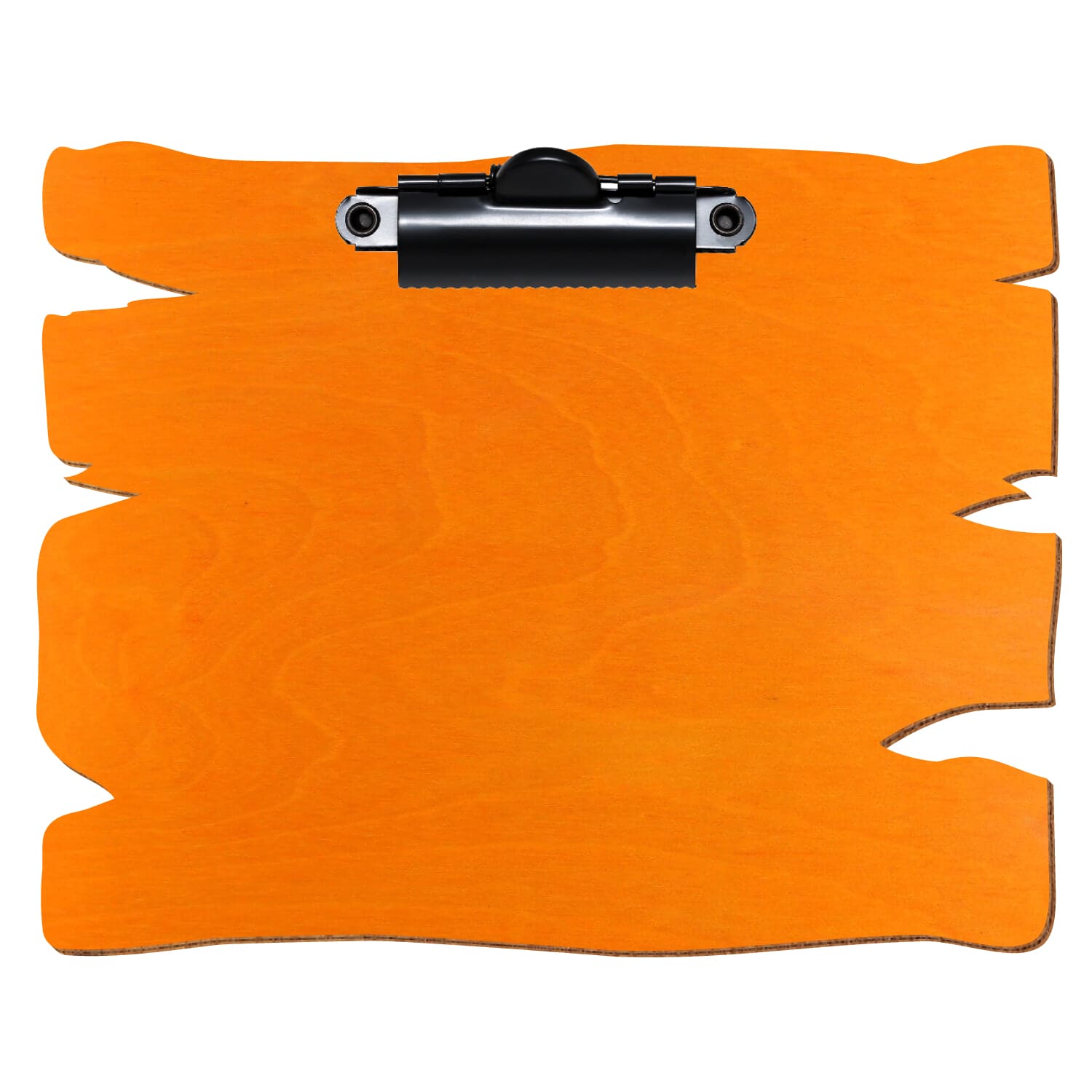 Klemmbrett Holzbrettform Orange A6 querkant Zahnklemme schwarz
