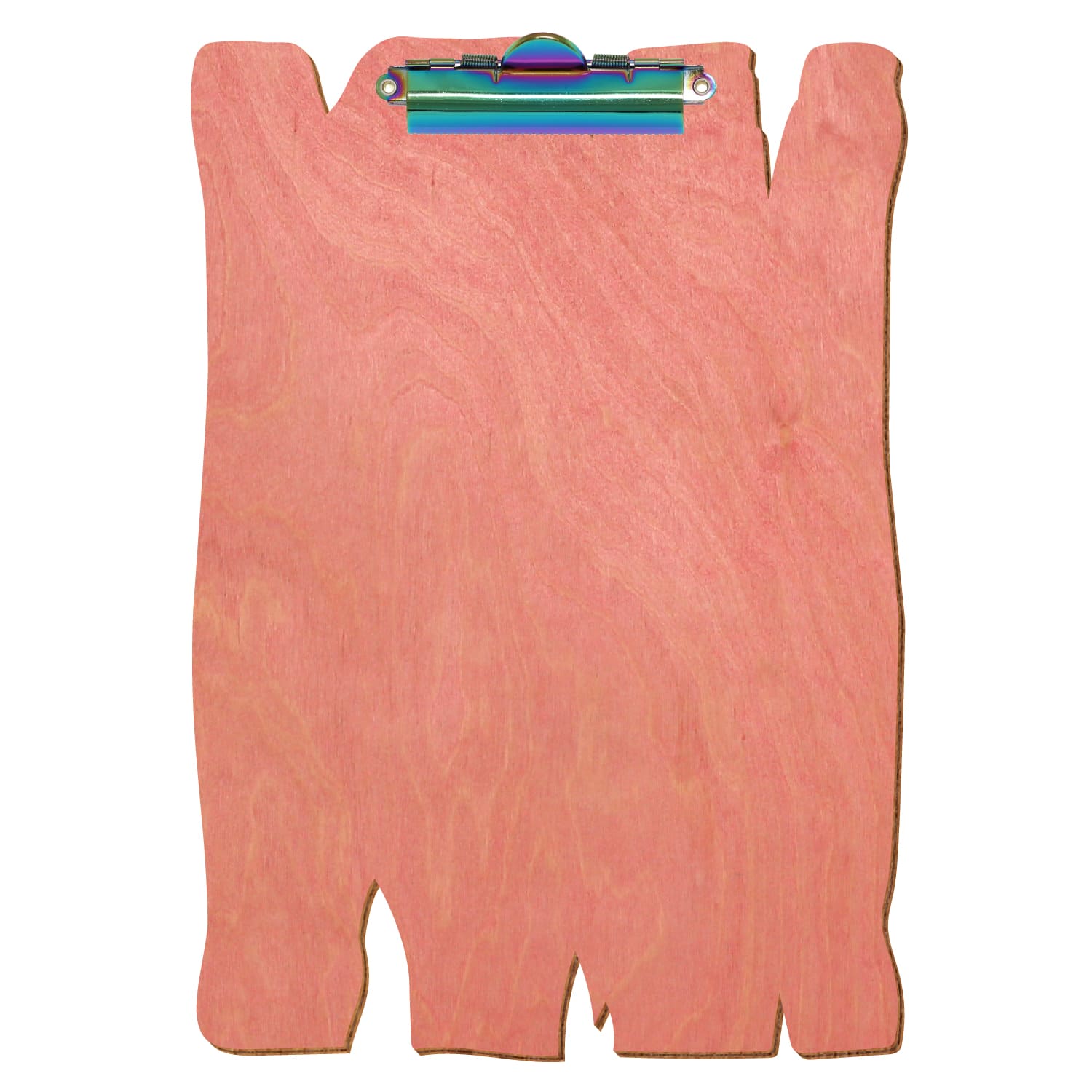 Klemmbrett Holzbrettform Rosa A4 hochkant Zahnklemme Regenbogen