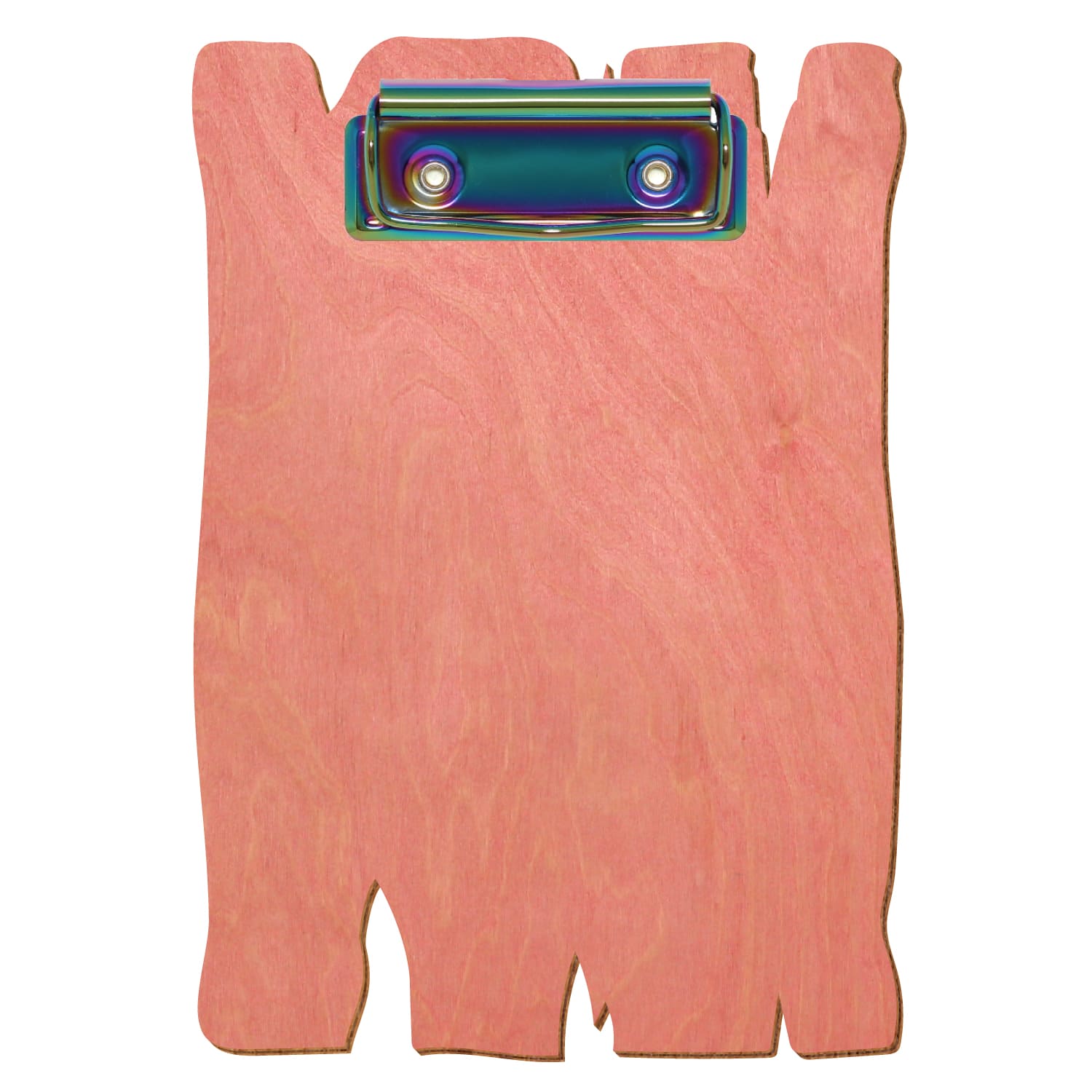 Klemmbrett Holzbrettform Rosa A6 hochkant Bügelklemme Regenbogen