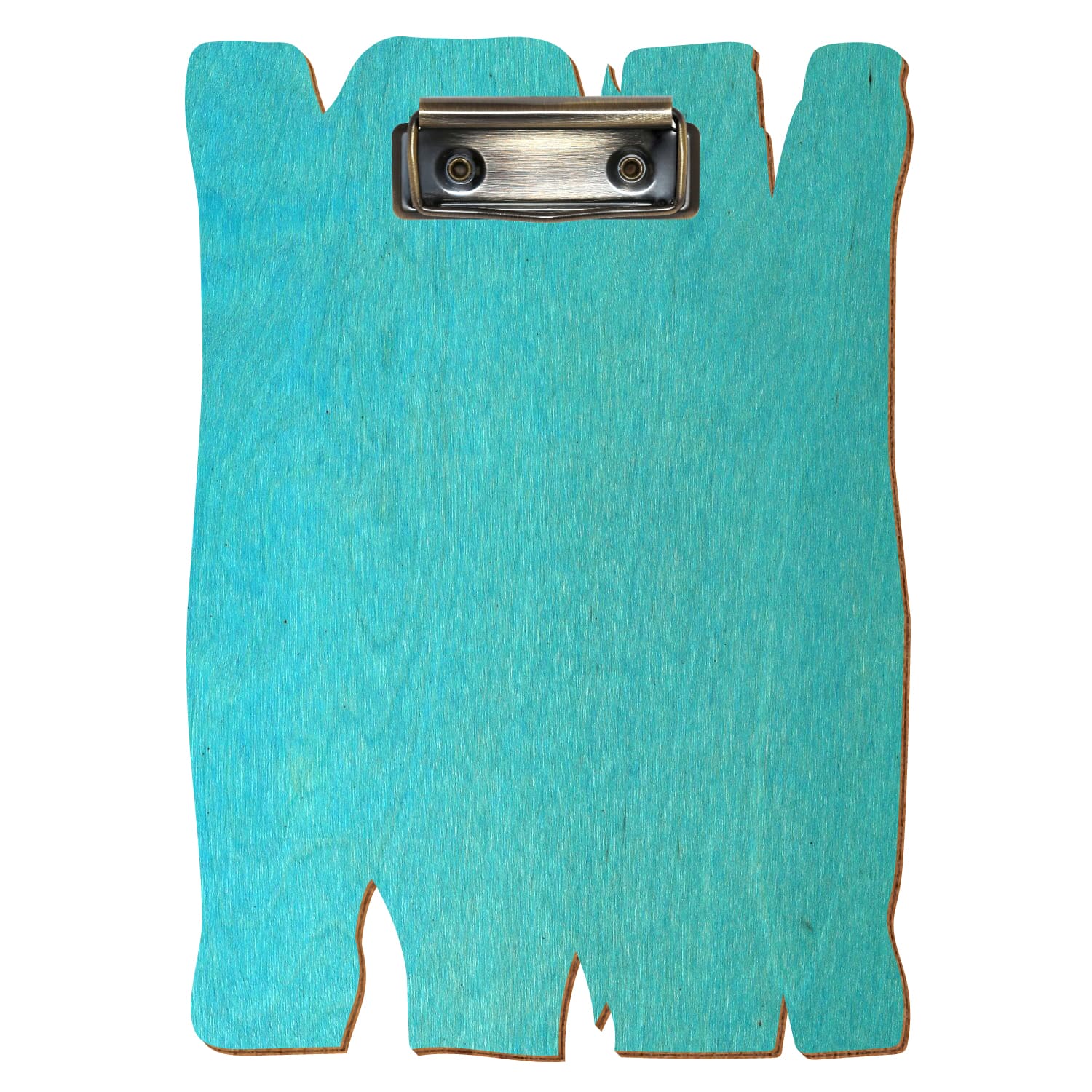 Klemmbrett Holzbrettform Türkis A5 hochkant Bügelklemme antik