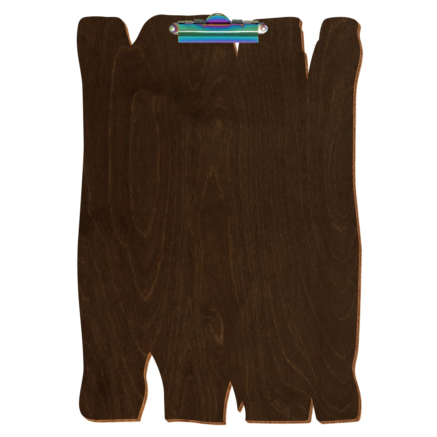 Klemmbrett Holzbrettform Walnuss A3 hochkant Zahnklemme Regenbogen