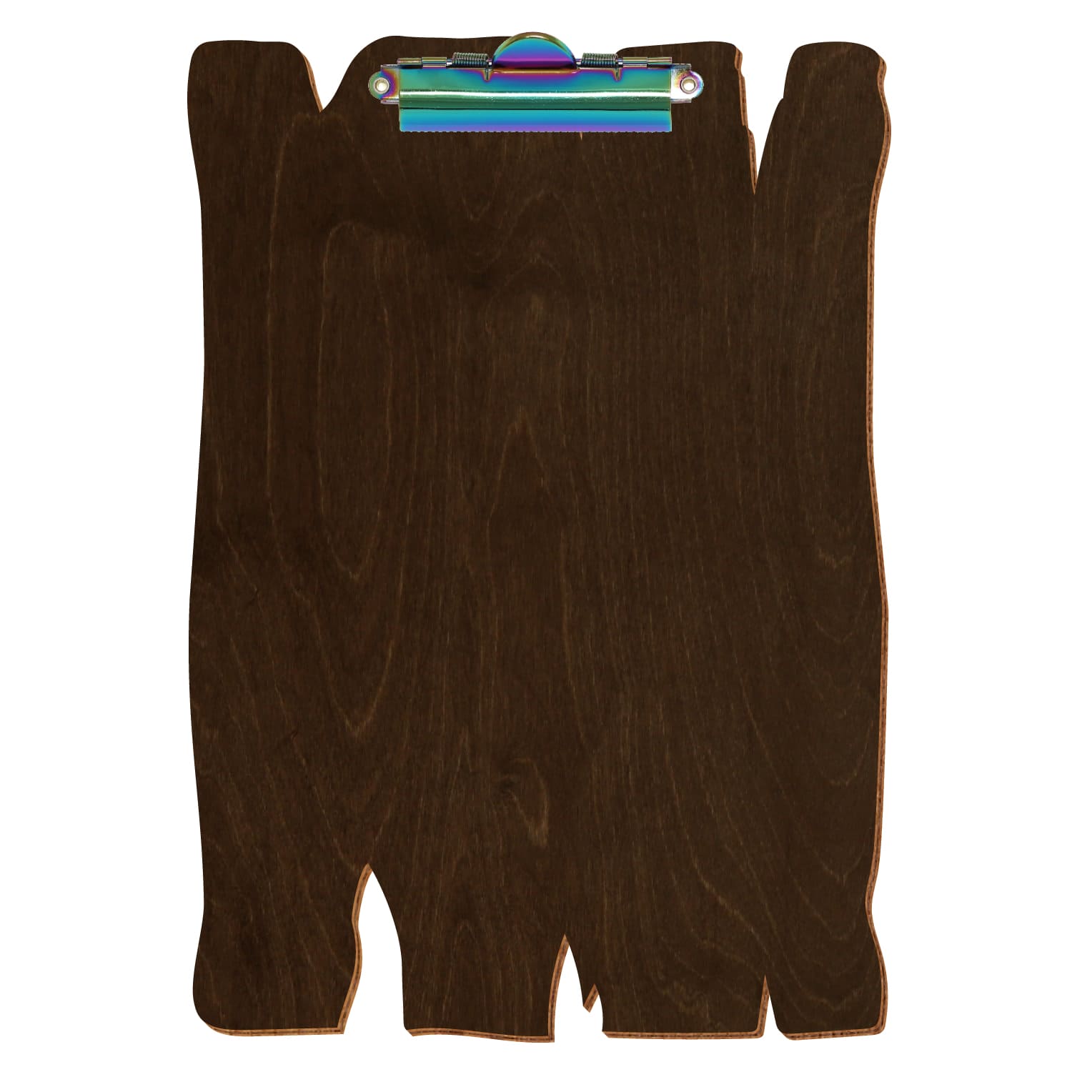 Klemmbrett Holzbrettform Walnuss A4 hochkant Zahnklemme Regenbogen