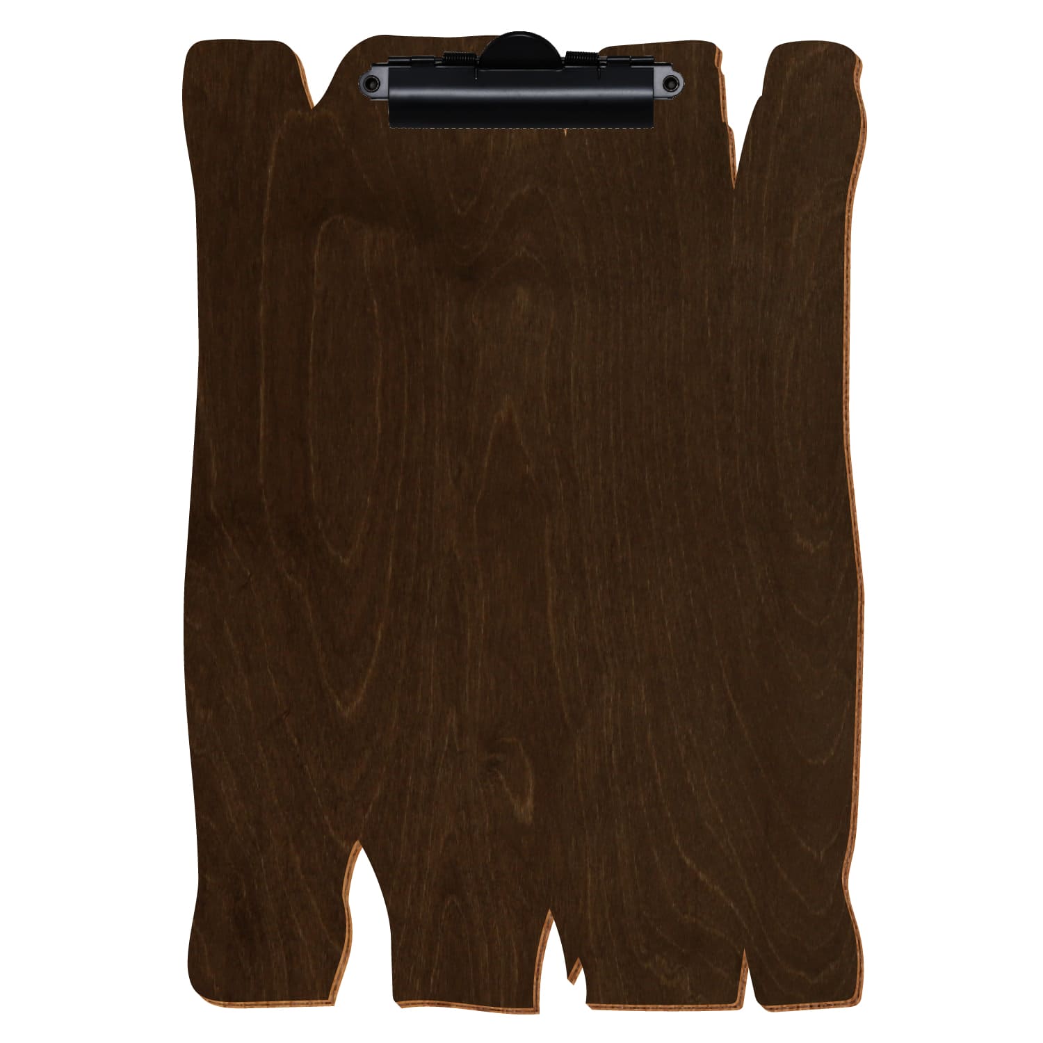 Klemmbrett Holzbrettform Walnuss A4 hochkant Zahnklemme schwarz