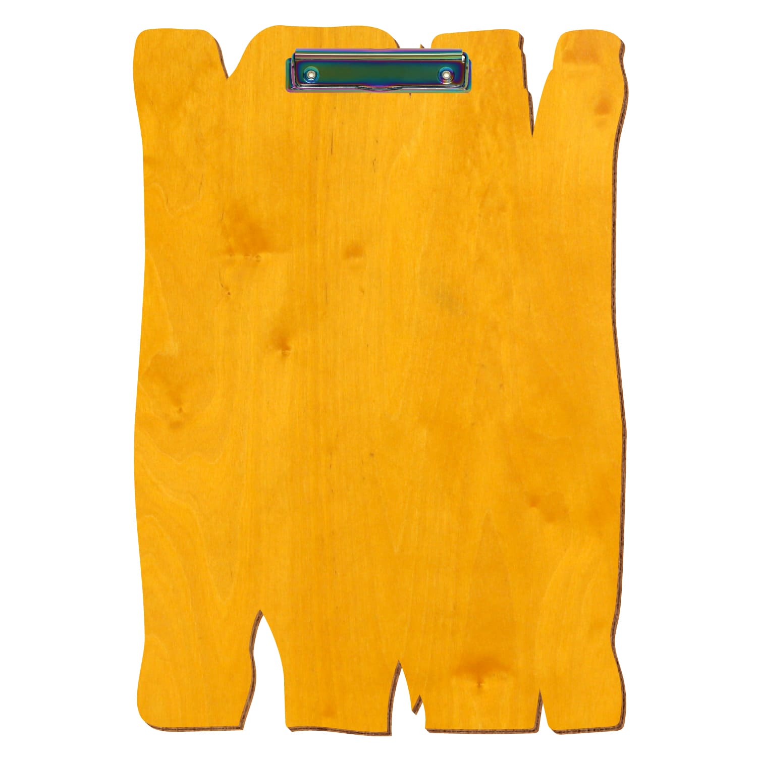 Klemmbrett Holzbrettform Zitronengelb A3 hochkant Bügelklemme Regenbogen