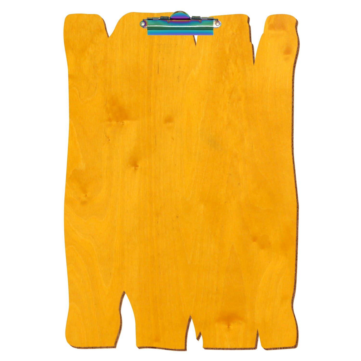 Klemmbrett Holzbrettform Zitronengelb A3 hochkant Zahnklemme Regenbogen