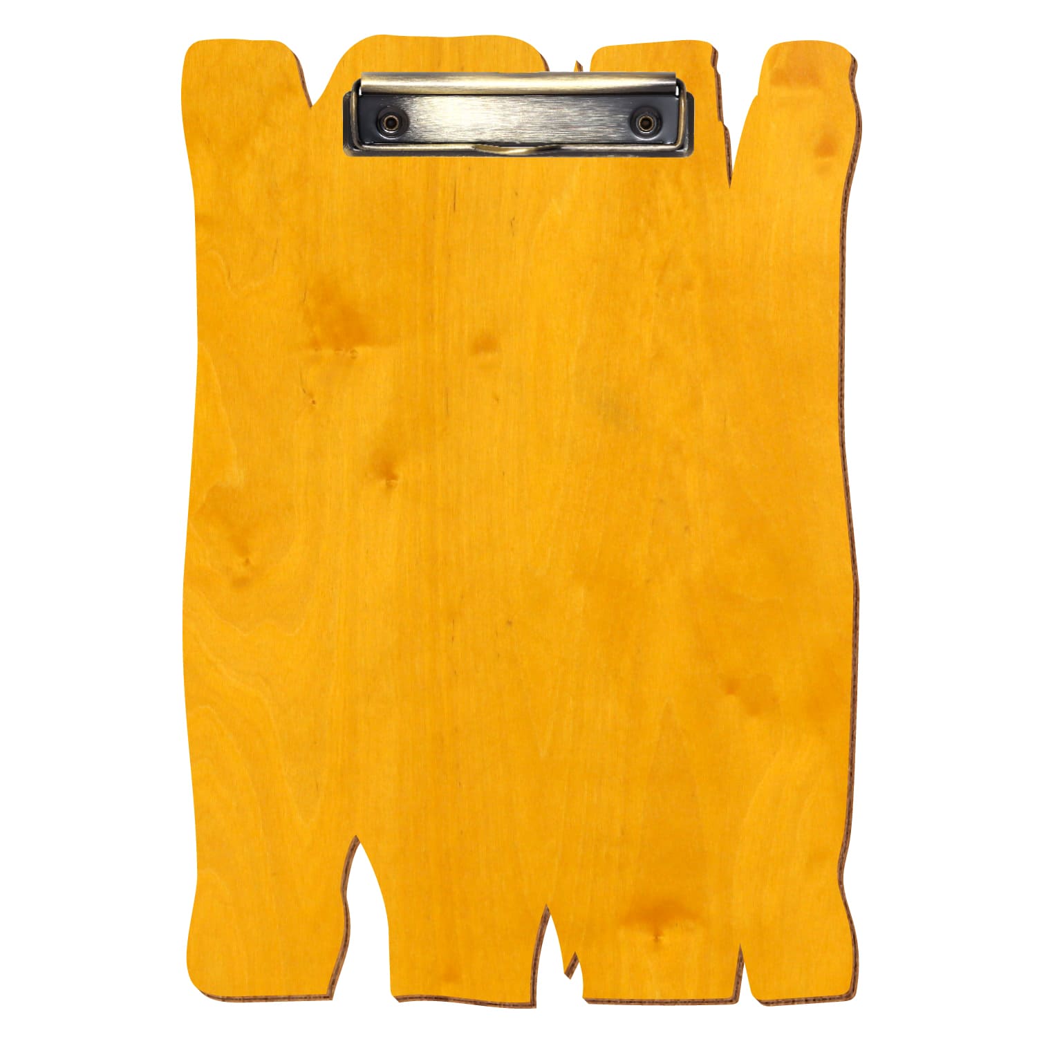 Klemmbrett Holzbrettform Zitronengelb A4 hochkant Bügelklemme antik