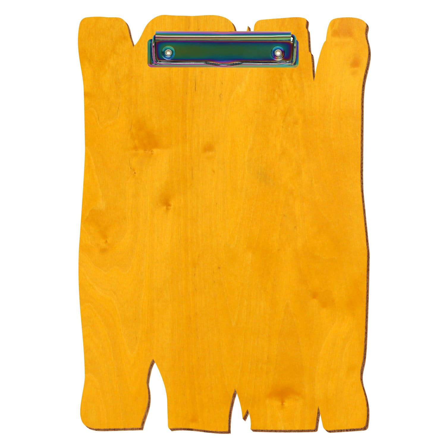 Klemmbrett Holzbrettform Zitronengelb A4 hochkant Bügelklemme Regenbogen
