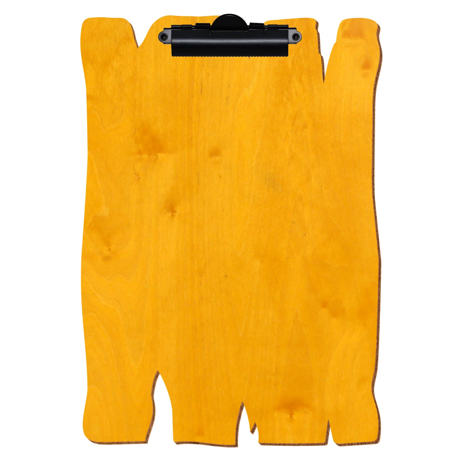 Klemmbrett Holzbrettform Zitronengelb A4 hochkant Zahnklemme schwarz