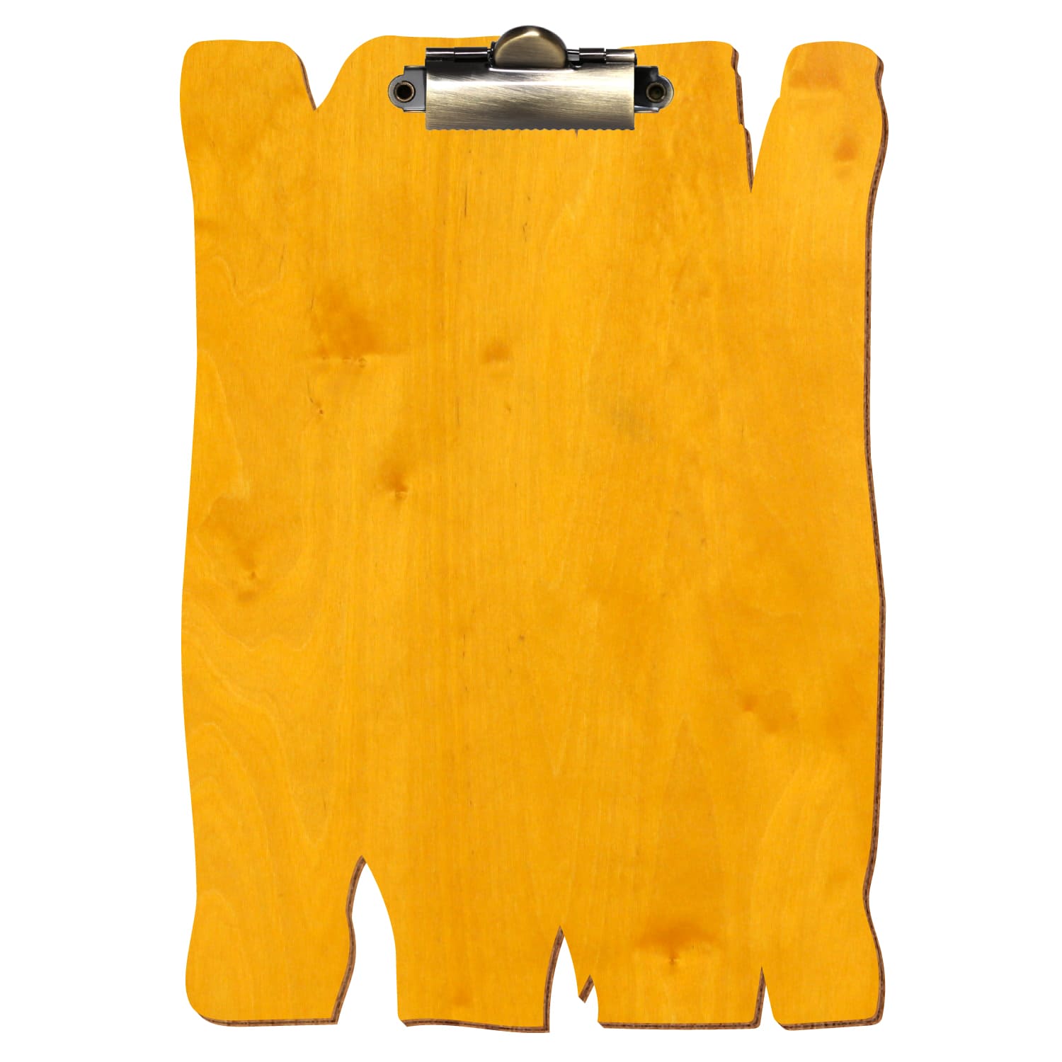 Klemmbrett Holzbrettform Zitronengelb A5 hochkant Zahnklemme antik