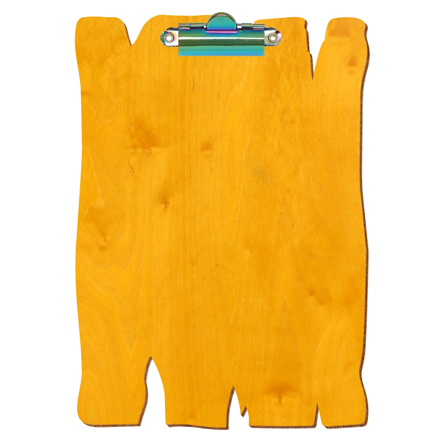 Klemmbrett Holzbrettform Zitronengelb A5 hochkant Zahnklemme Regenbogen