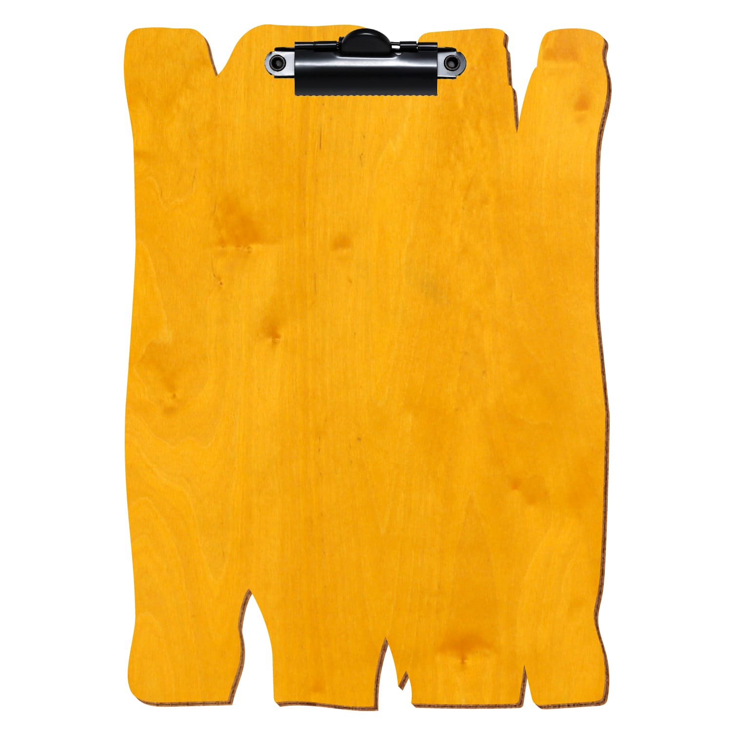 Klemmbrett Holzbrettform Zitronengelb A5 hochkant Zahnklemme schwarz