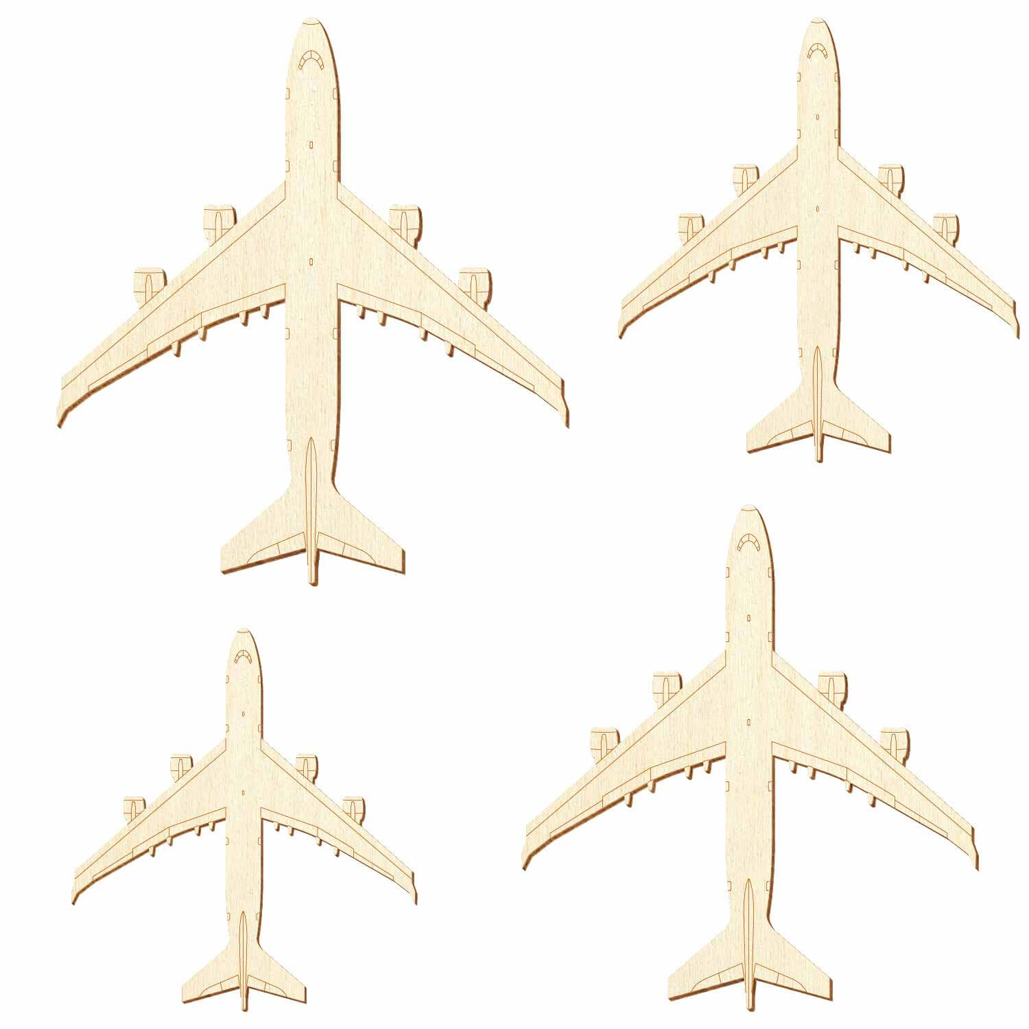 Holz Jumbo-Jet V2 Flugzeug - Deko Basteln 5-50cm Gruppenbild