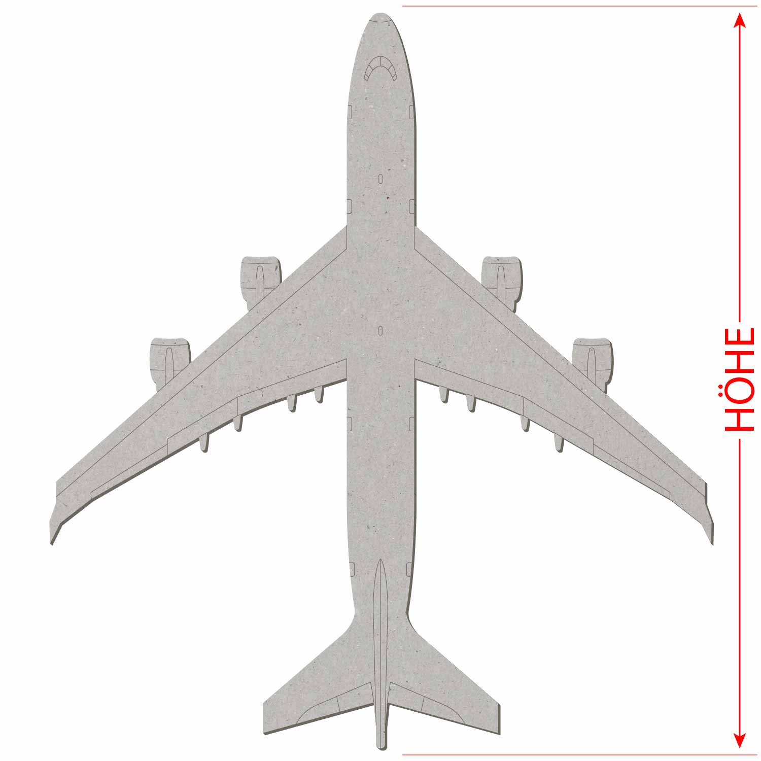 Pappe Jumbo-Jet V2 Flugzeug - Deko Basteln 5-50cm Größe