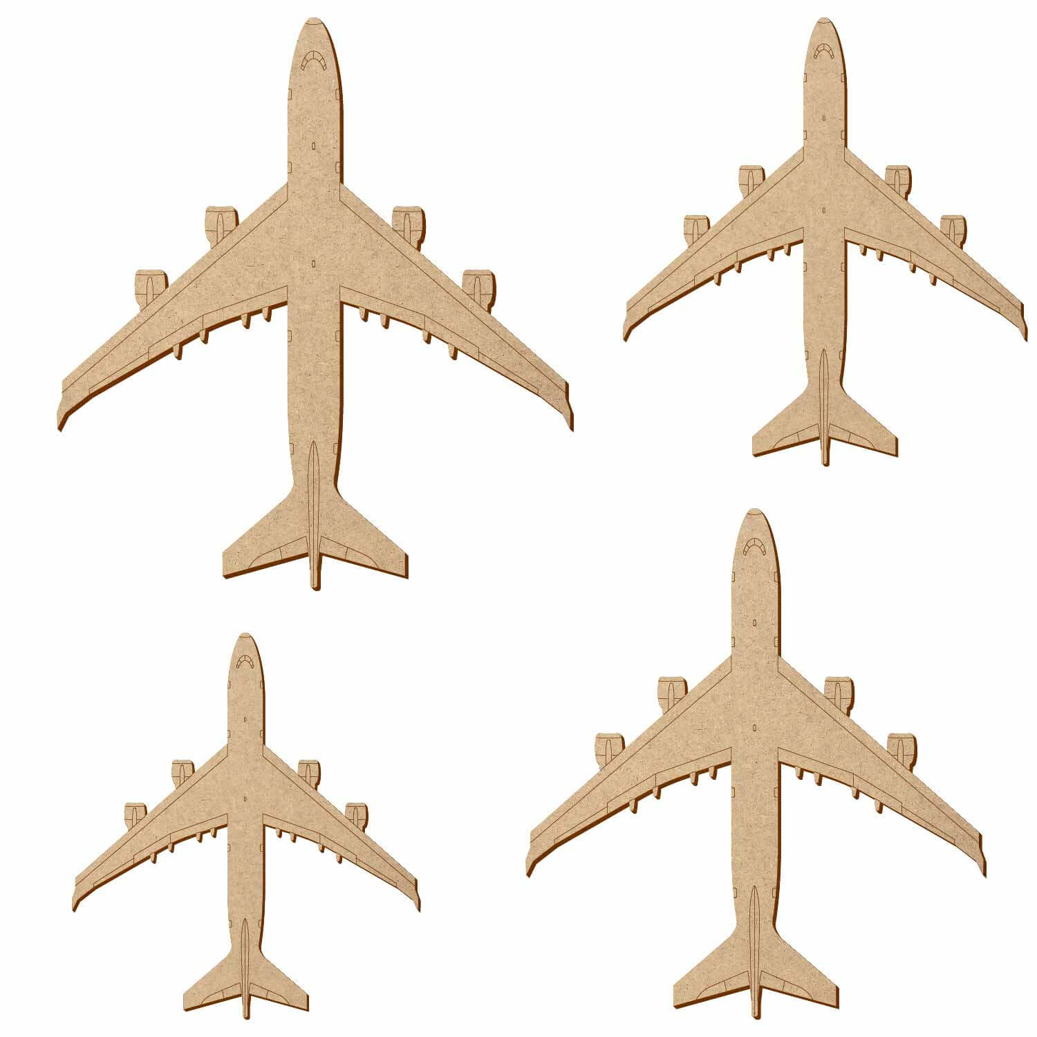 MDF Jumbo-Jet V2 Flugzeug - Deko Basteln 5-50cm Gruppenbild