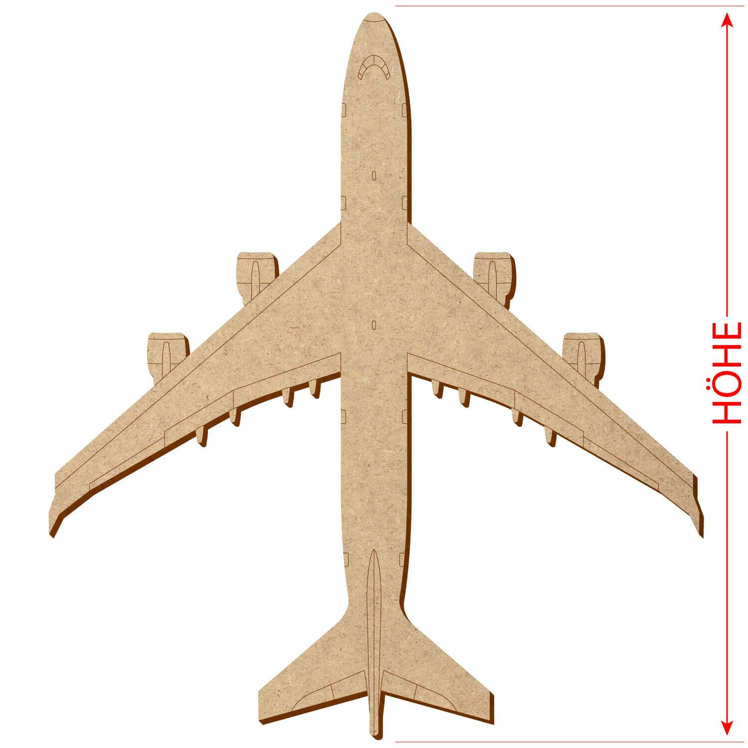 MDF Jumbo-Jet V2 Flugzeug - Deko Basteln 5-50cm Größe