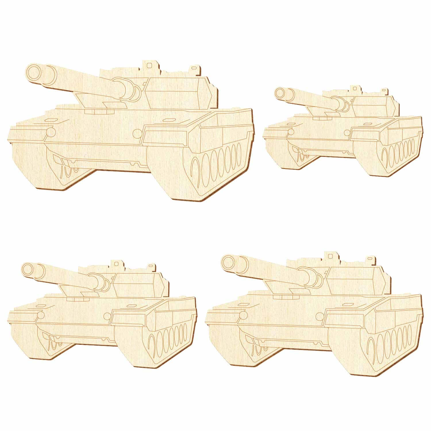 Holz Panzer V2 - Deko Basteln 5-50cm Gruppenbild