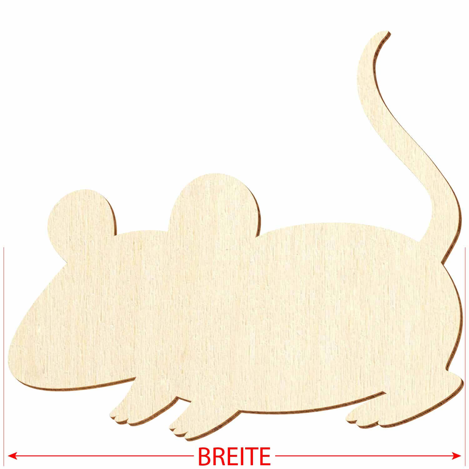 Holz Ratte V1 - Deko Basteln 3-50cm Größe
