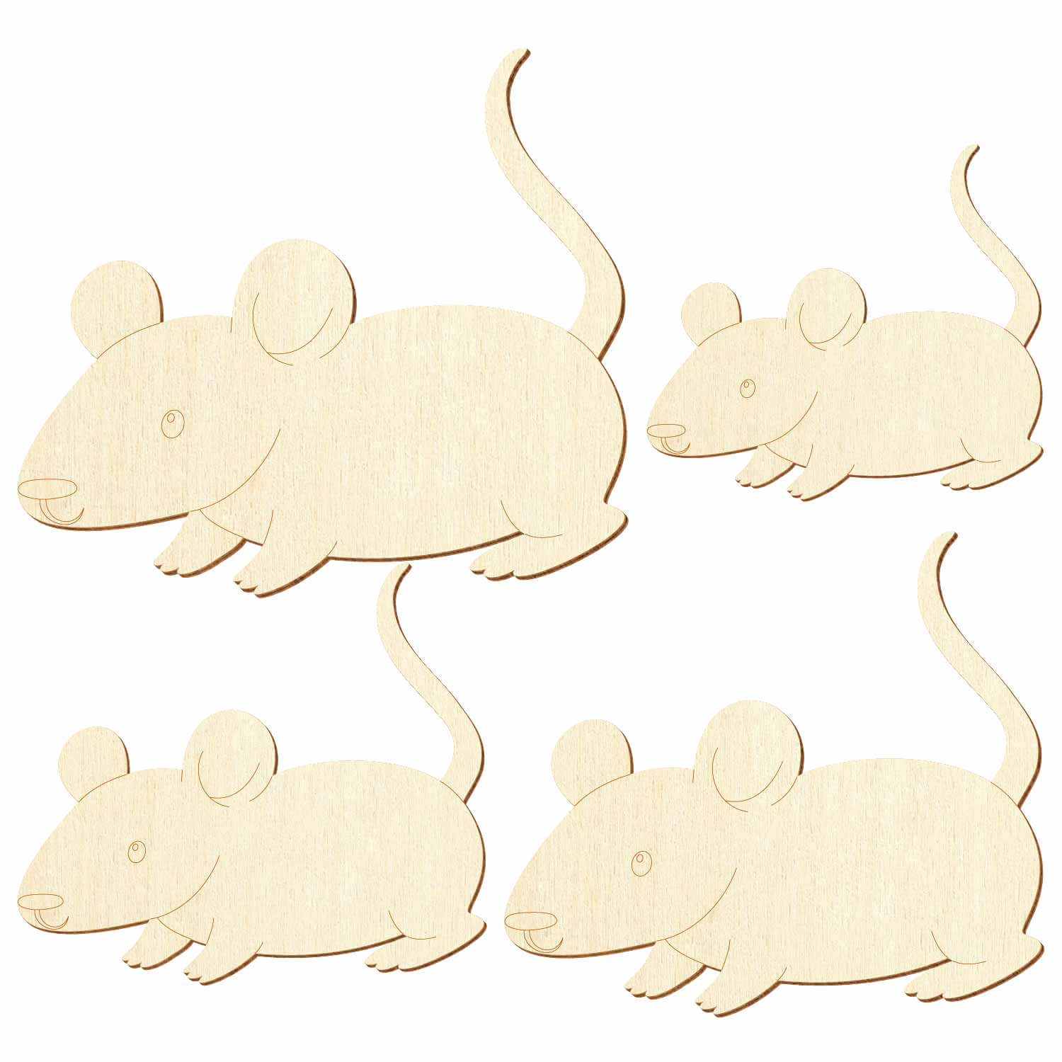 Holz Ratte V2 - Deko Basteln 3-50cm Gruppenbild