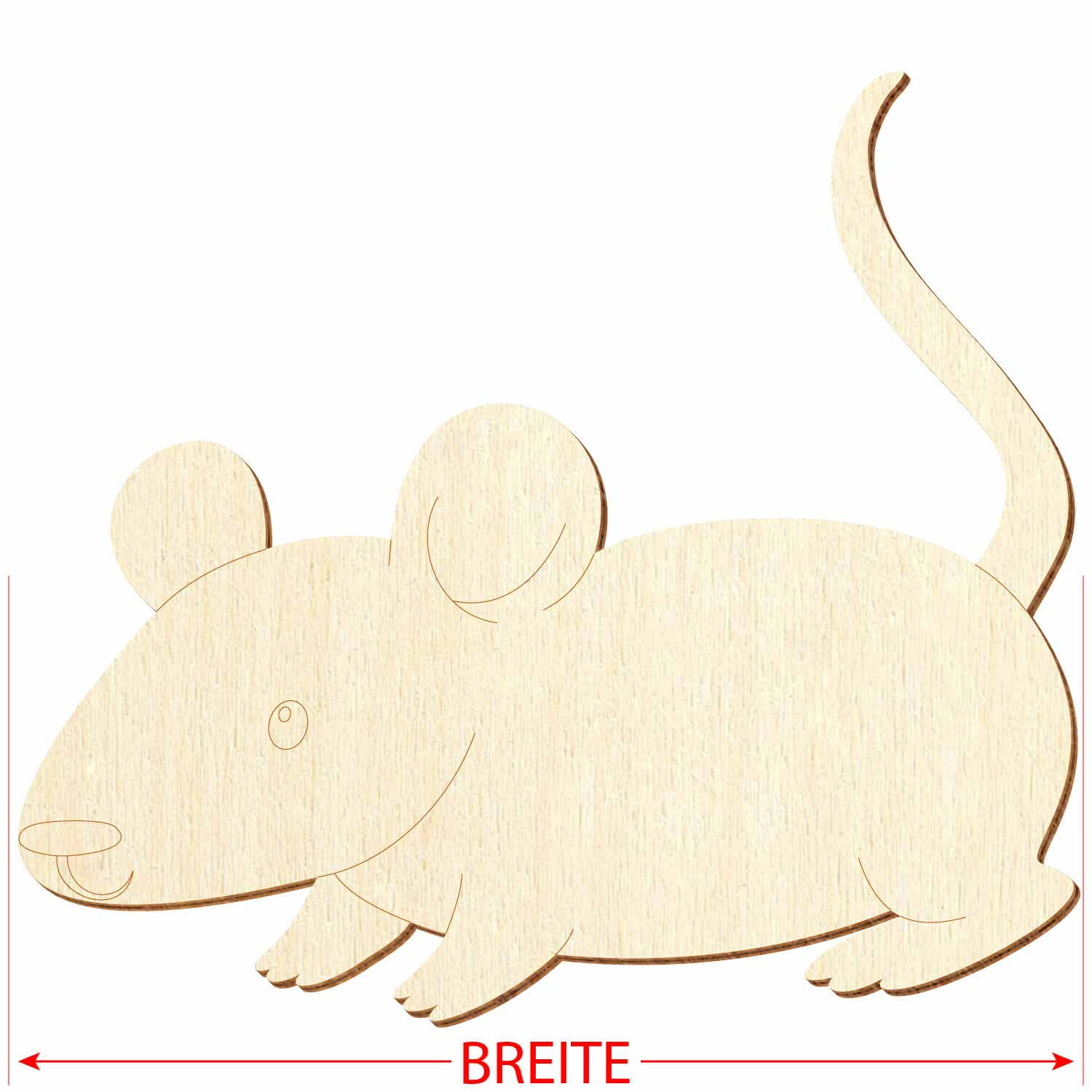 Holz Ratte V2 - Deko Basteln 3-50cm Größe