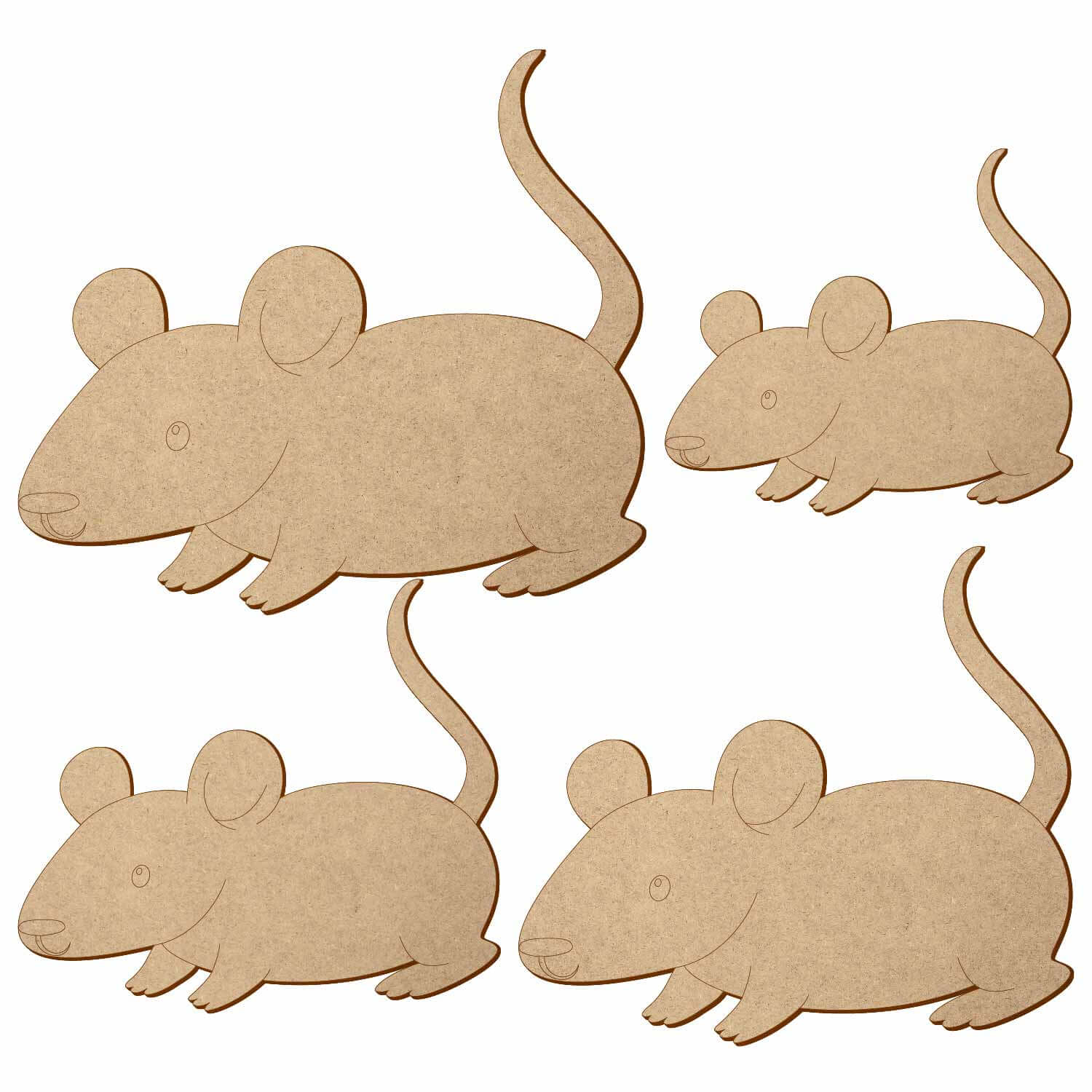 MDF Ratte V2 - 3-50 cm Deko Basteln Gruppenbild