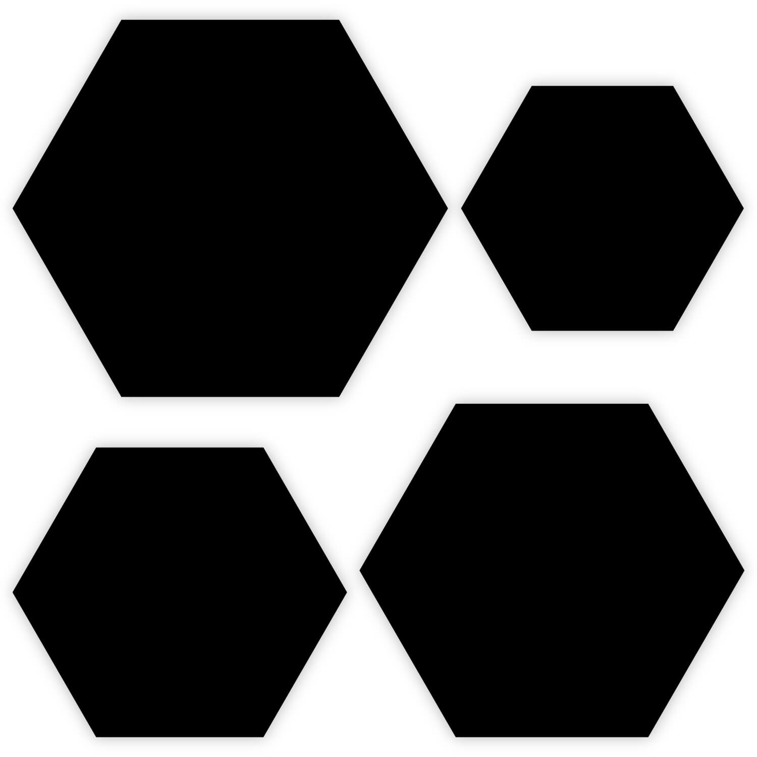 Plexiglas® Zuschnitt - Hexagon/Sechseck Schwarz - Basteln Deko 3-50cm Gruppenbild