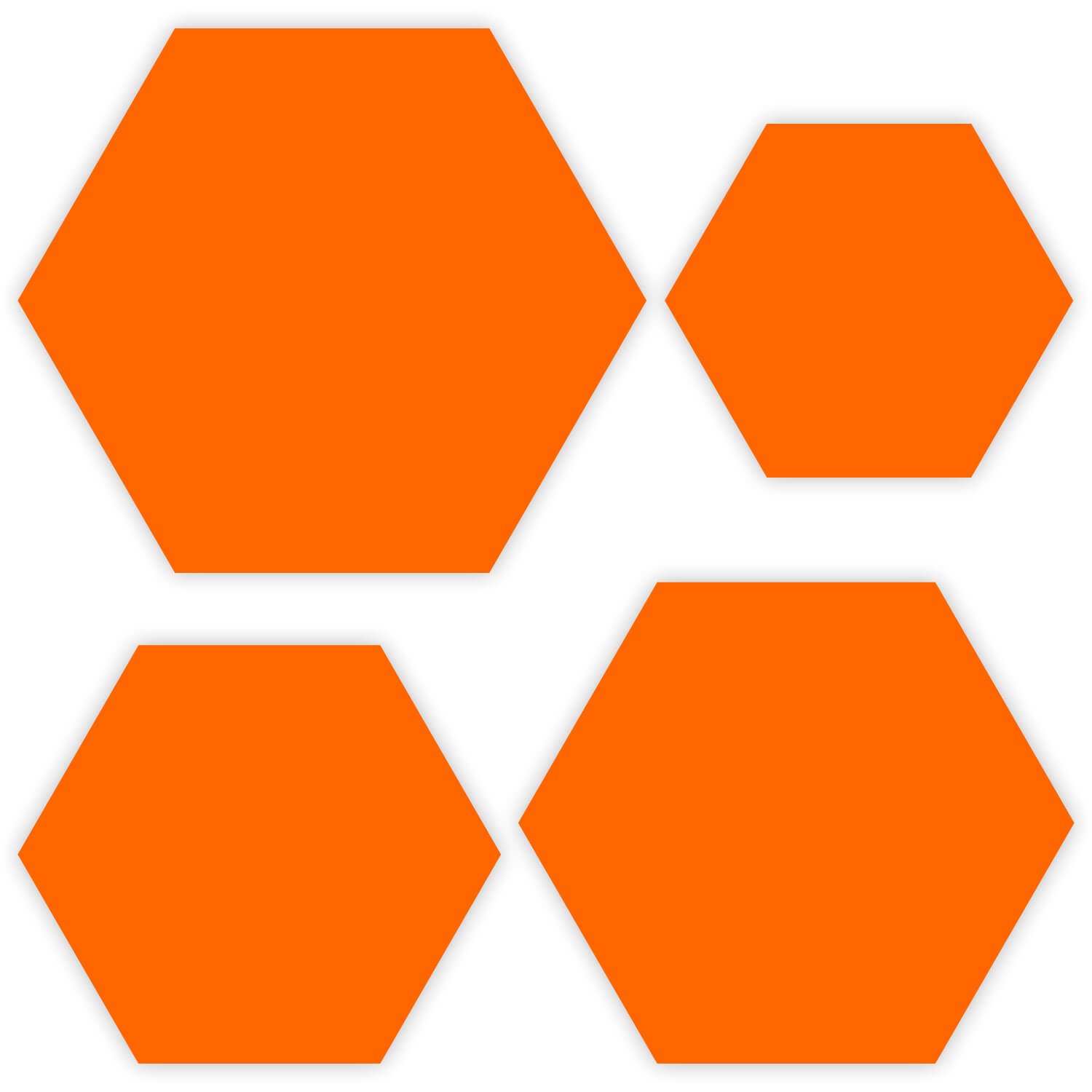Plexiglas® Zuschnitt - Hexagon/Sechseck Orange - Basteln Deko 3-50cm Gruppenbild