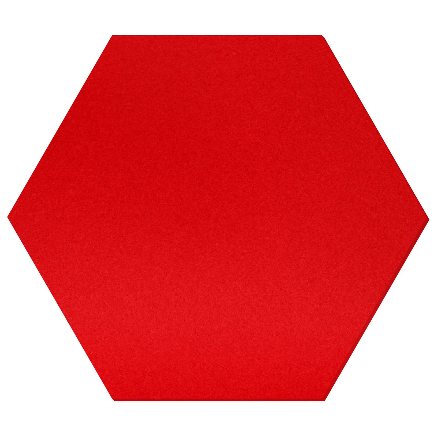 Rotes Sechseck aus Polyesterfilz mit gleichmäßiger Hexagonform auf weißem Hintergrund