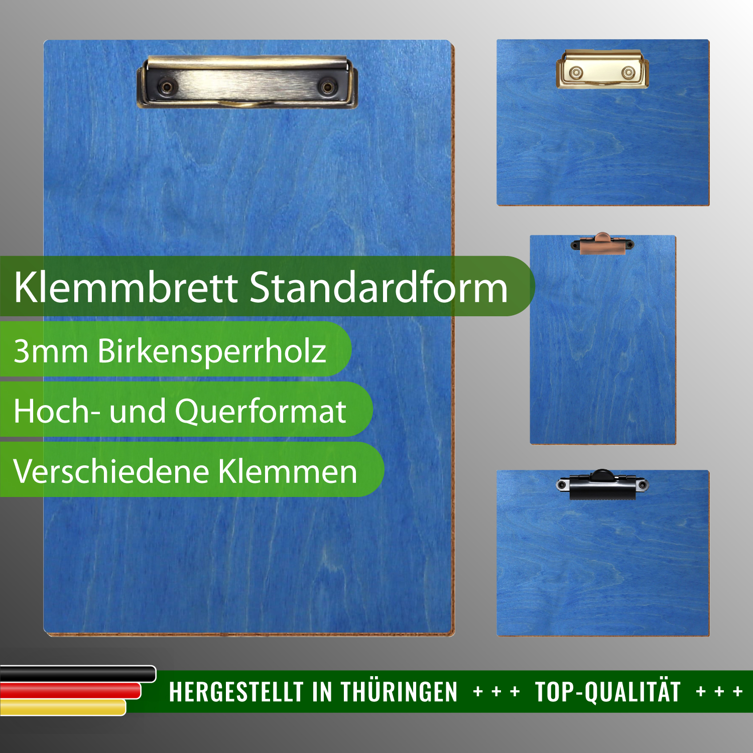 Klemmbrett Standardform Kornblumenblau mit Produktinfos