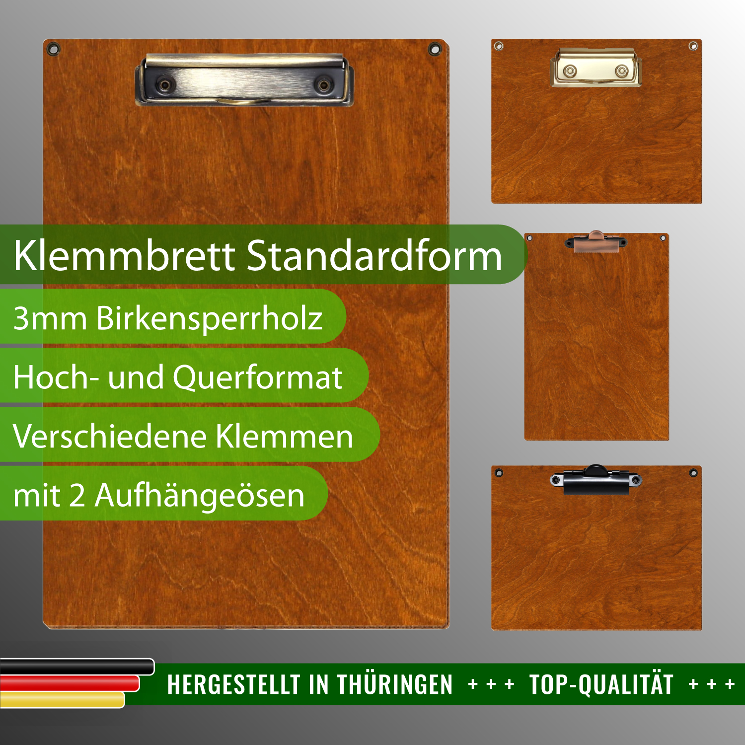 Klemmbrett Standardform Rum mit 2 Ösen & Produktinfos