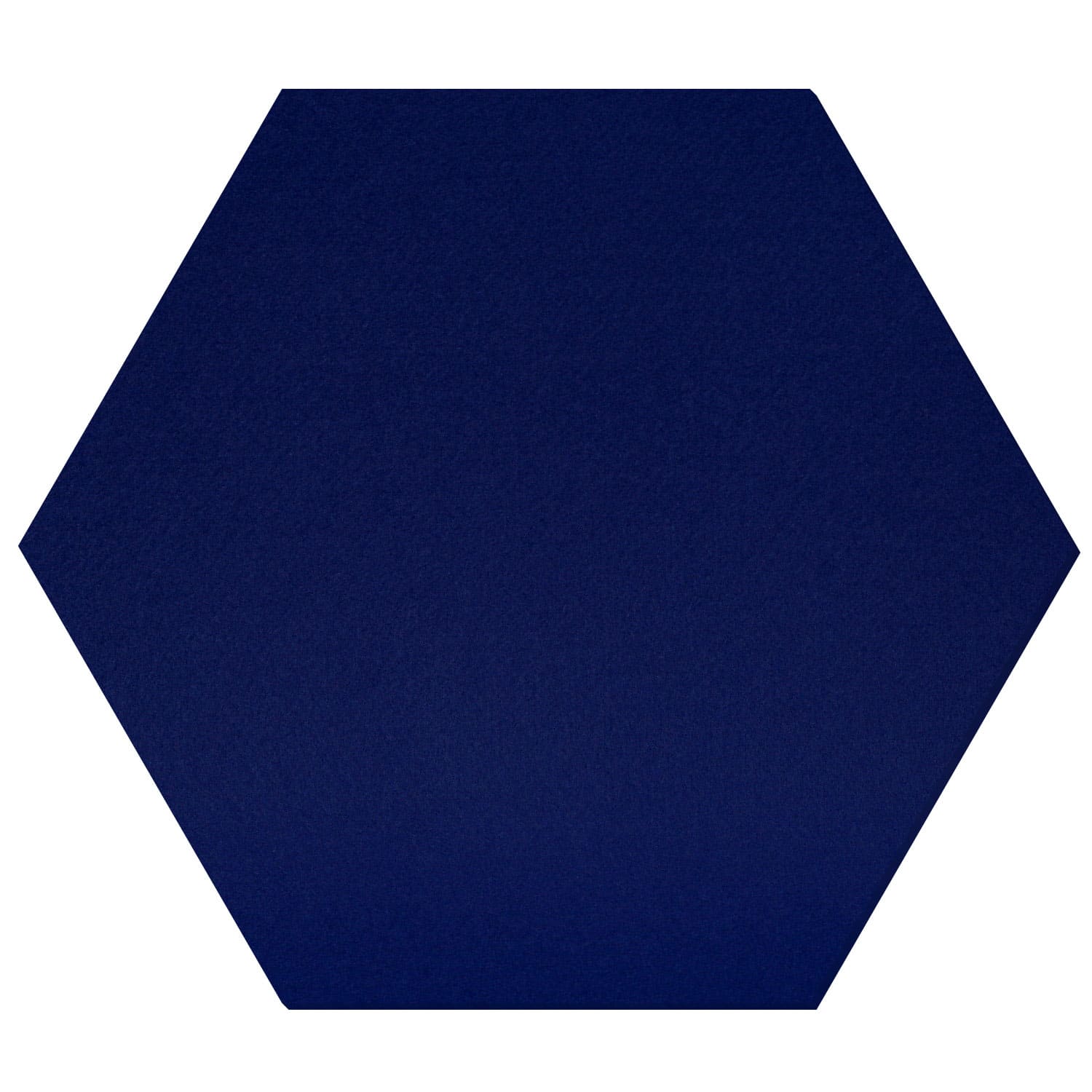 Dunkelblauer Filz in Hexagon-Form auf weißem Hintergrund